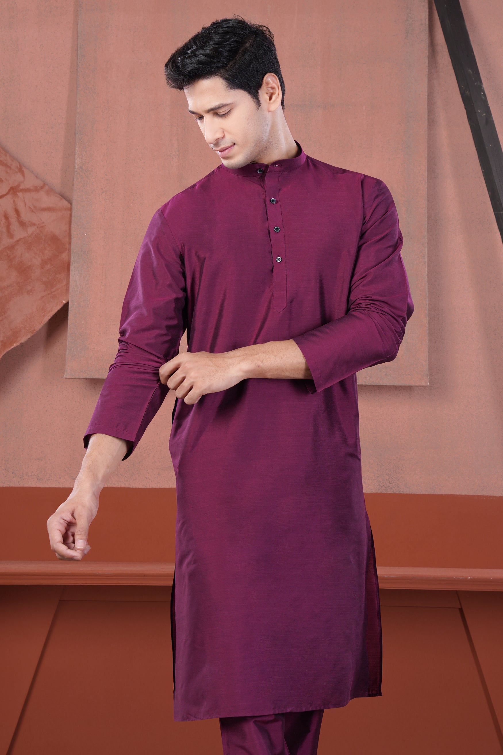 Finn Pink Subtle Sheen Viscose Kurta