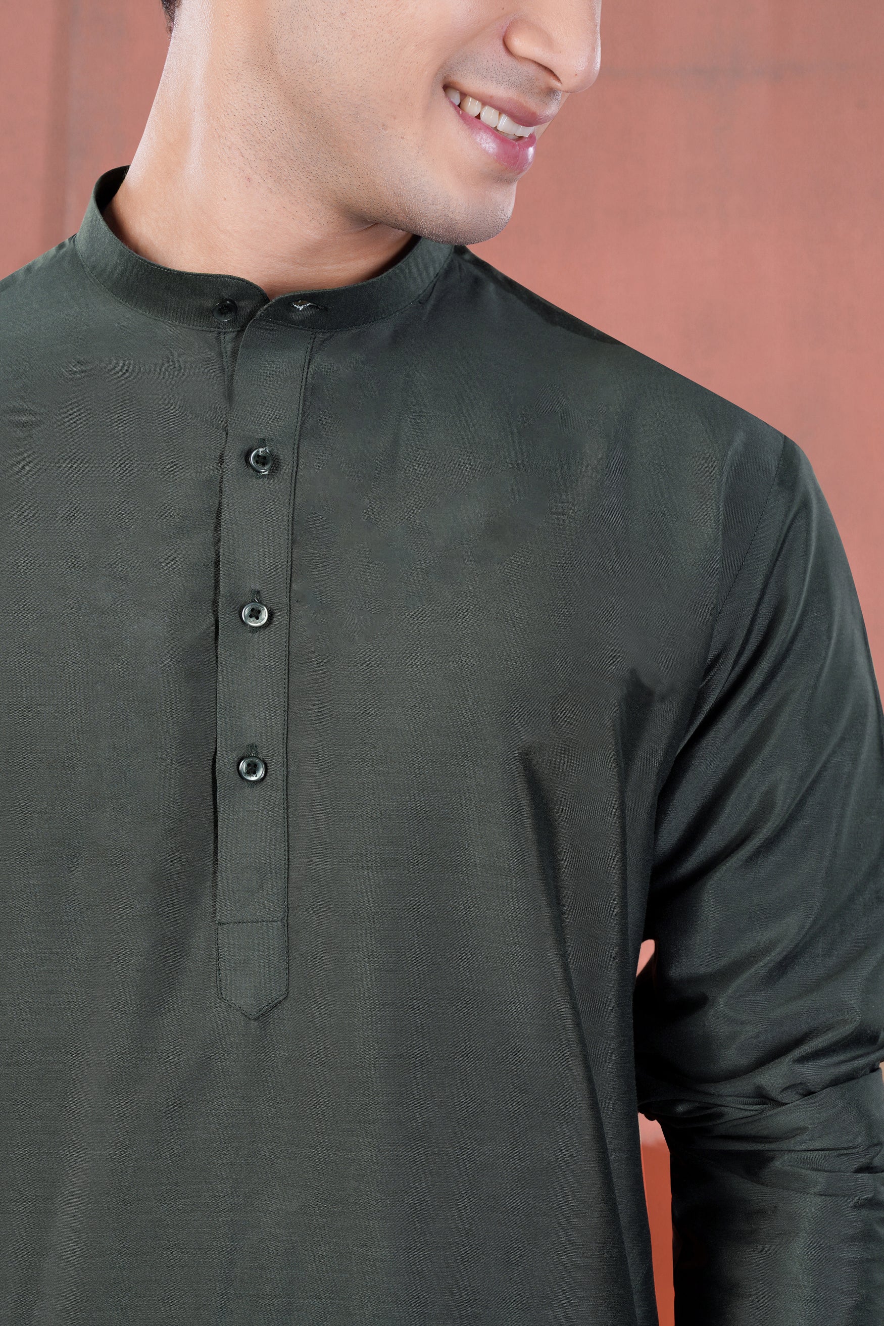 Gravel Green Subtle Sheen Viscose Kurta