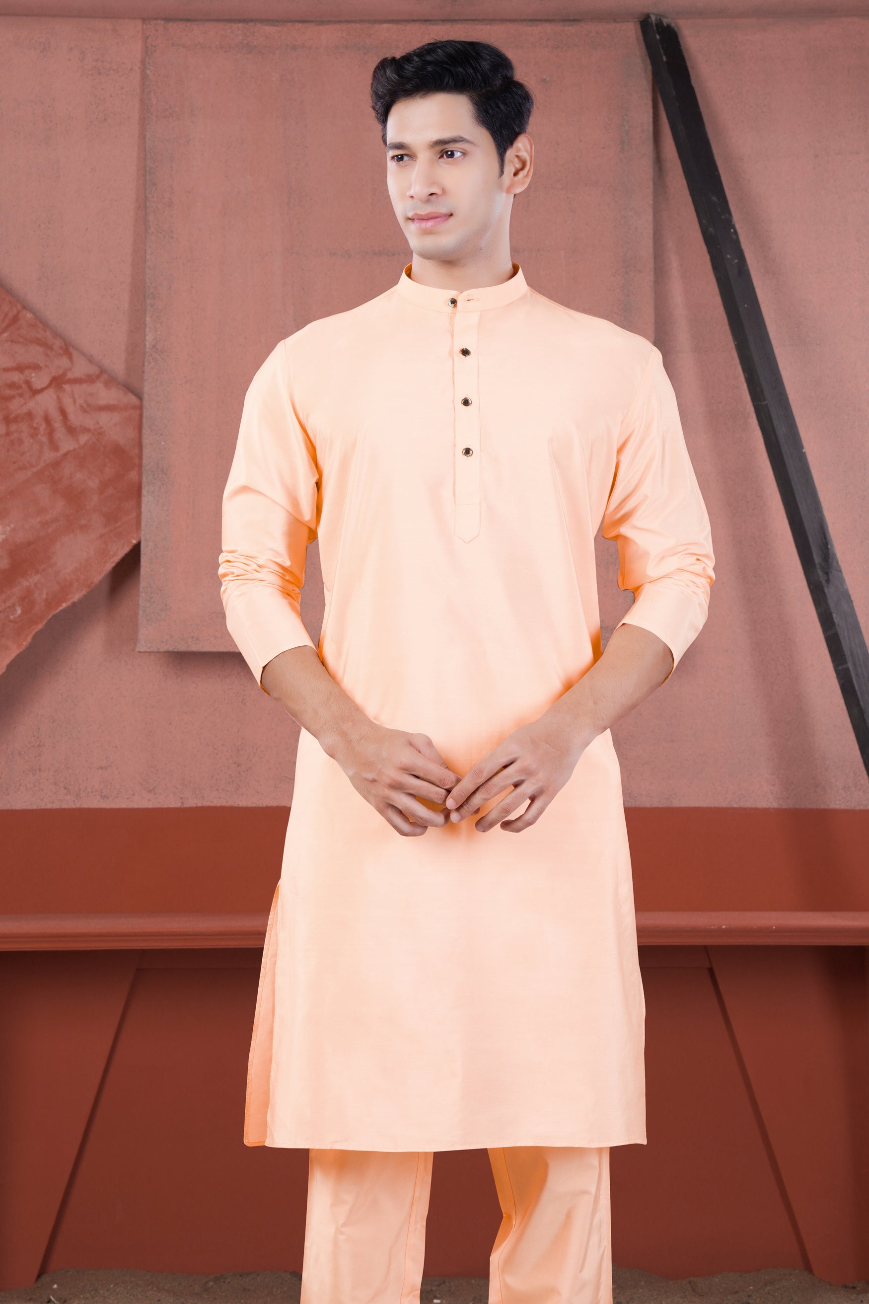 Peach Subtle Sheen Viscose Kurta