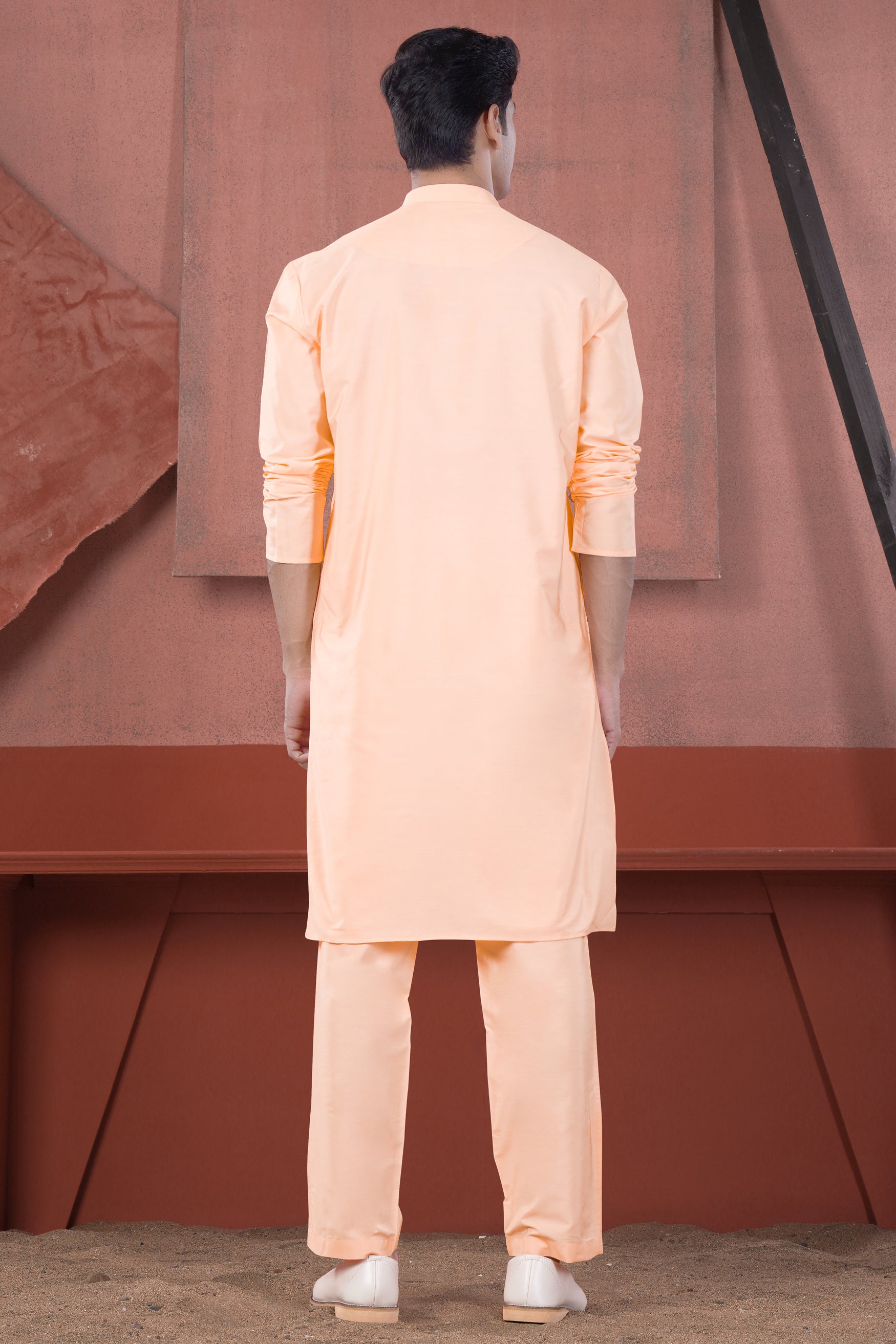 Peach Subtle Sheen Viscose Kurta