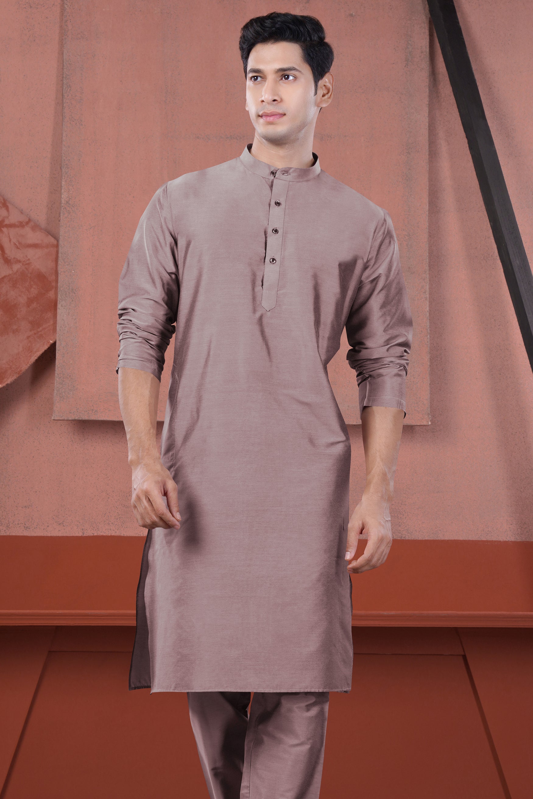 Cinereous Peach Subtle Sheen Viscose Kurta
