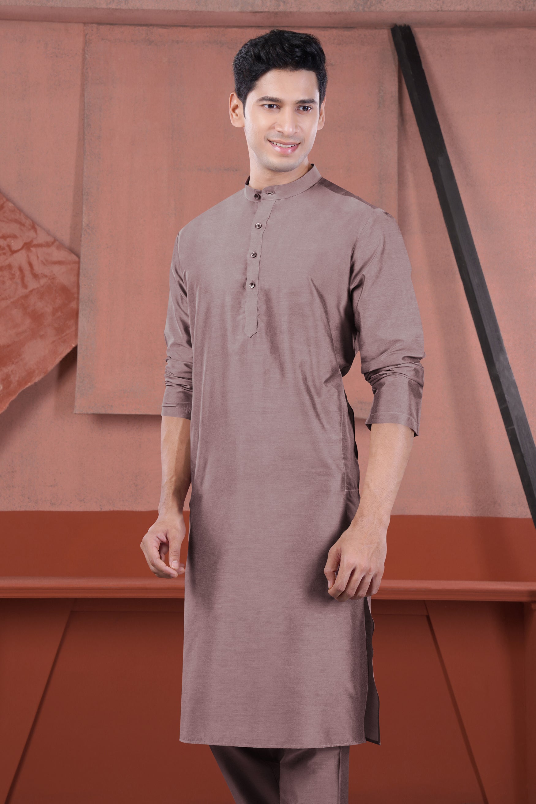 Cinereous Peach Subtle Sheen Viscose Kurta