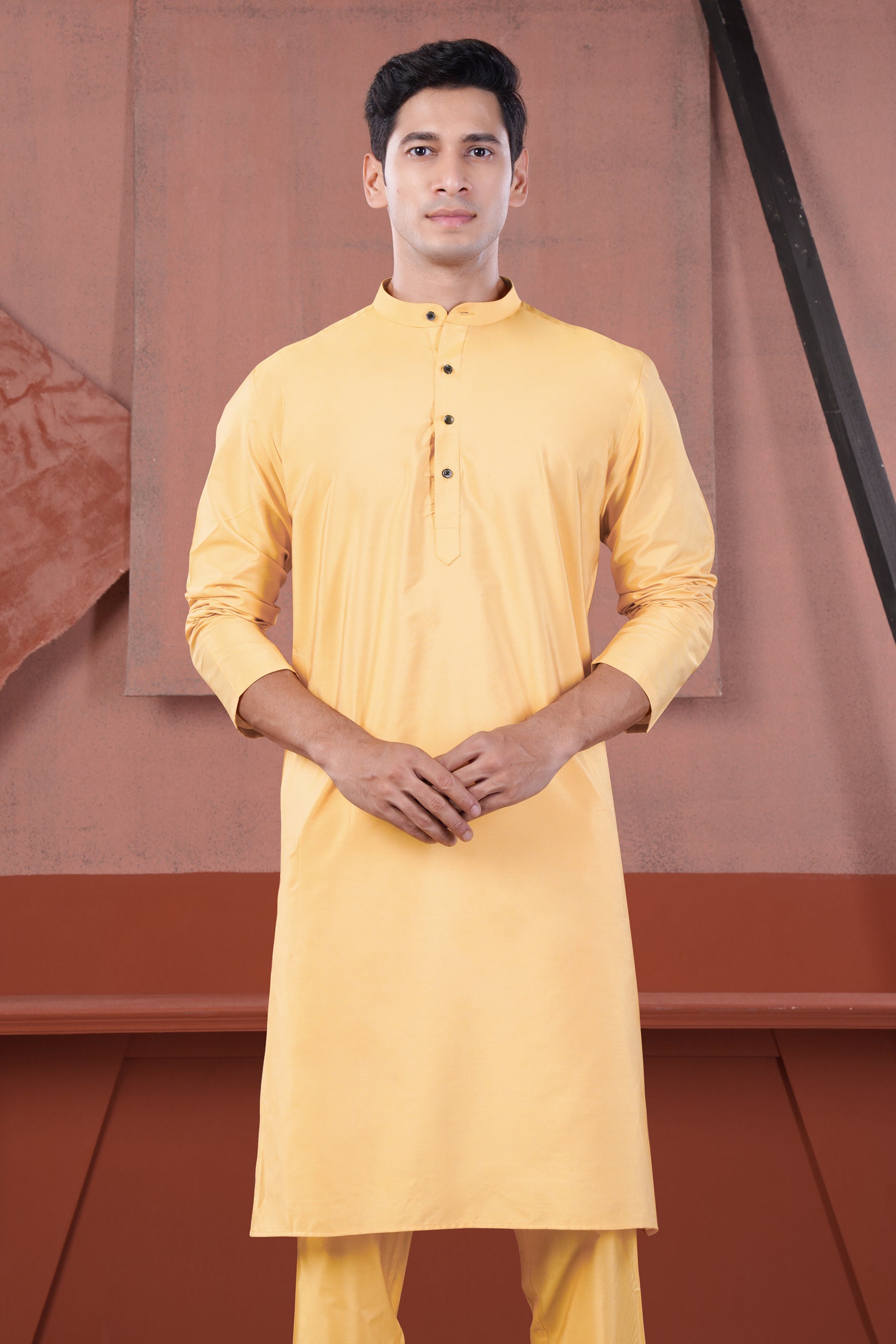 Manhattan Orange Subtle Sheen Viscose Kurta