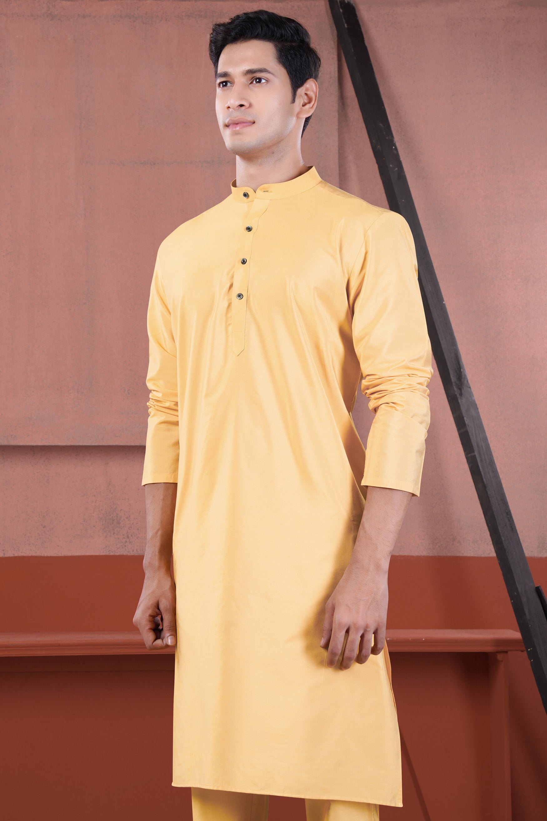 Manhattan Orange Subtle Sheen Viscose Kurta