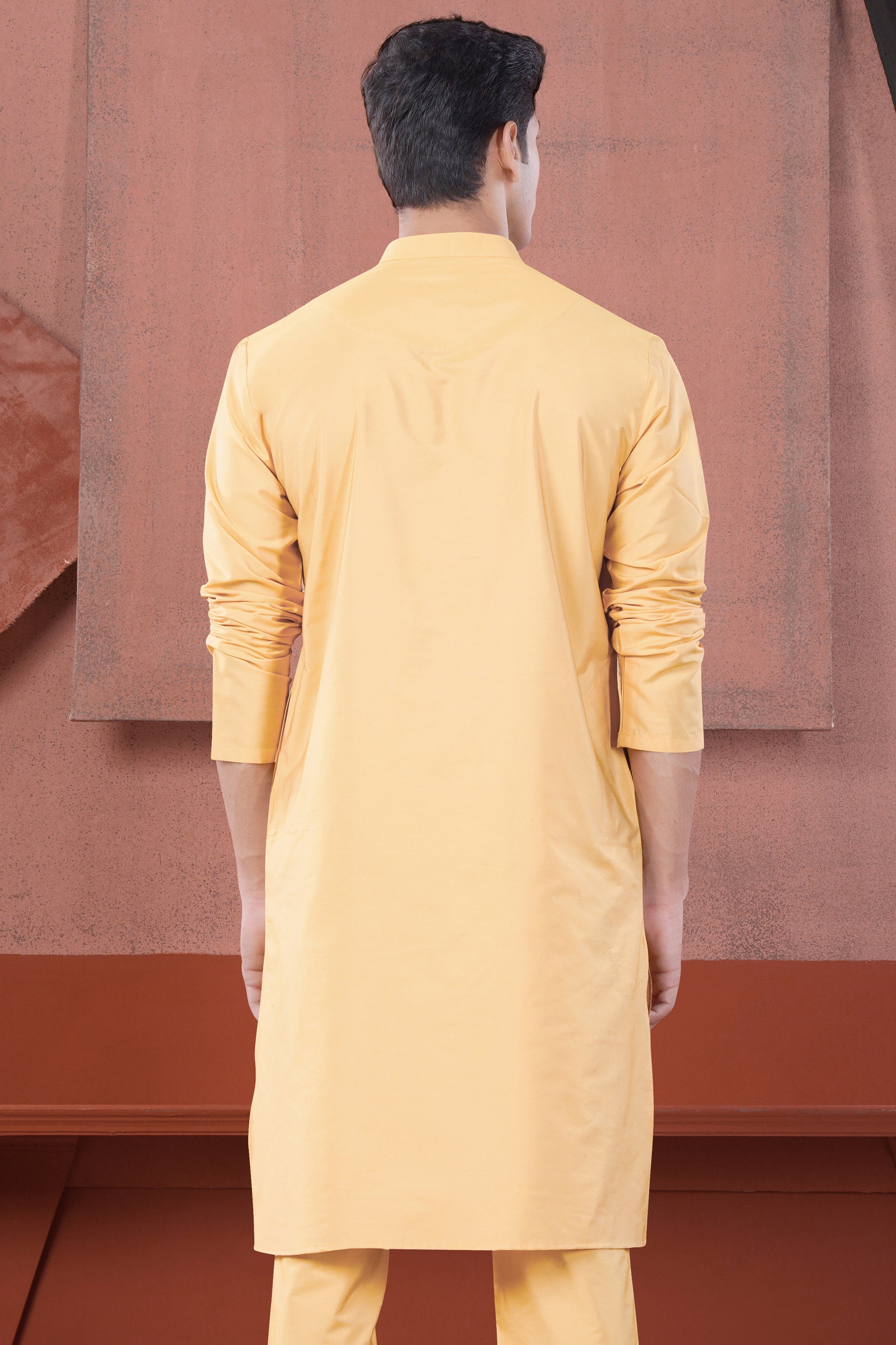 Manhattan Orange Subtle Sheen Viscose Kurta