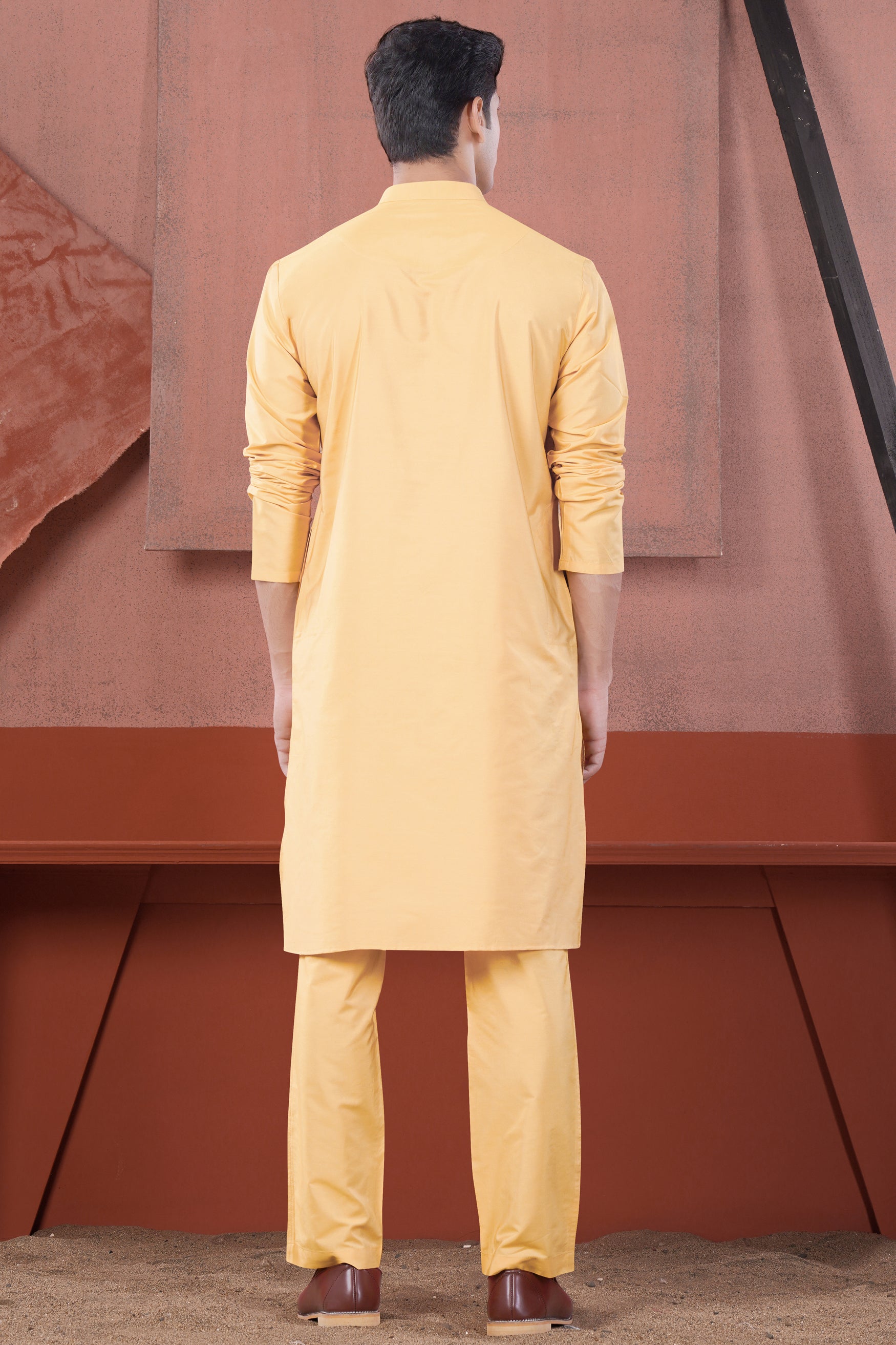 Manhattan Orange Subtle Sheen Viscose Kurta