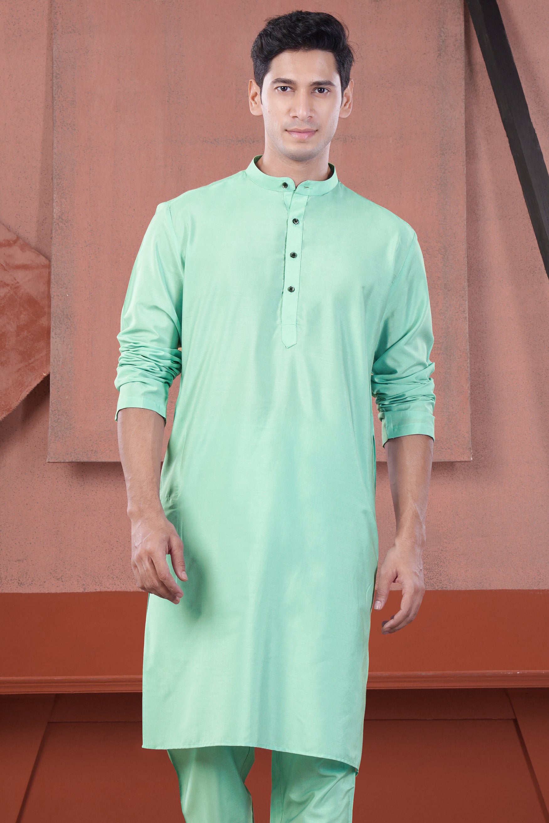 Jagged Green Subtle Sheen Viscose Kurta