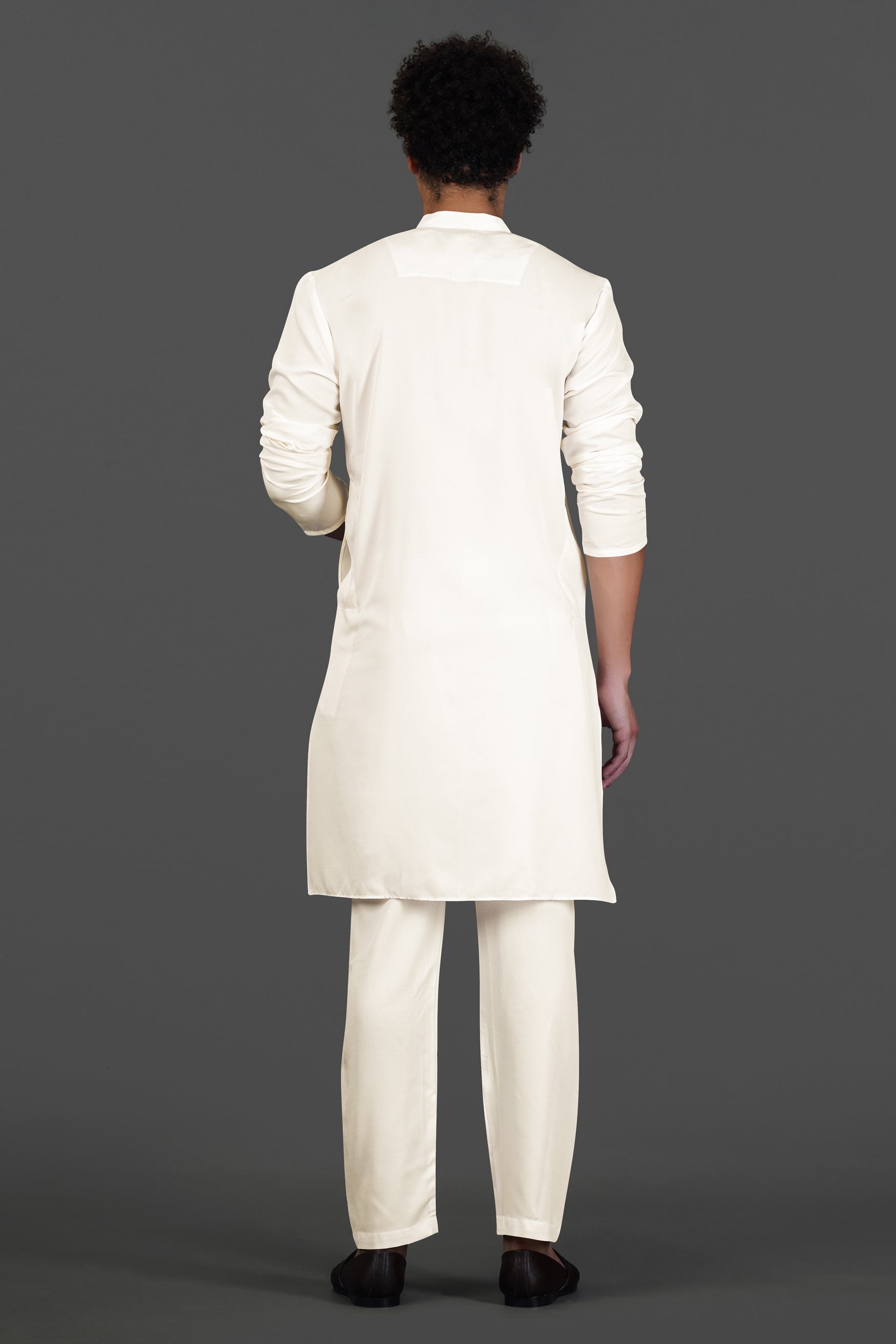 Albescent Cream Subtle Sheen Viscose Kurta