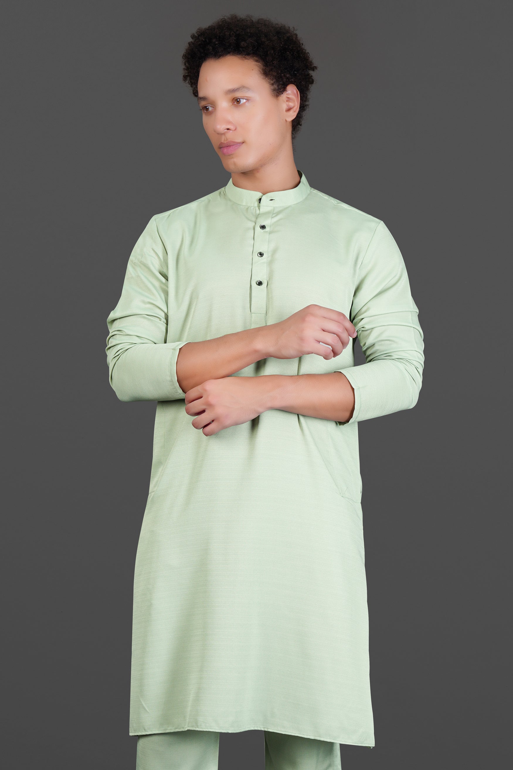 Rainee Green Subtle Sheen Viscose Kurta