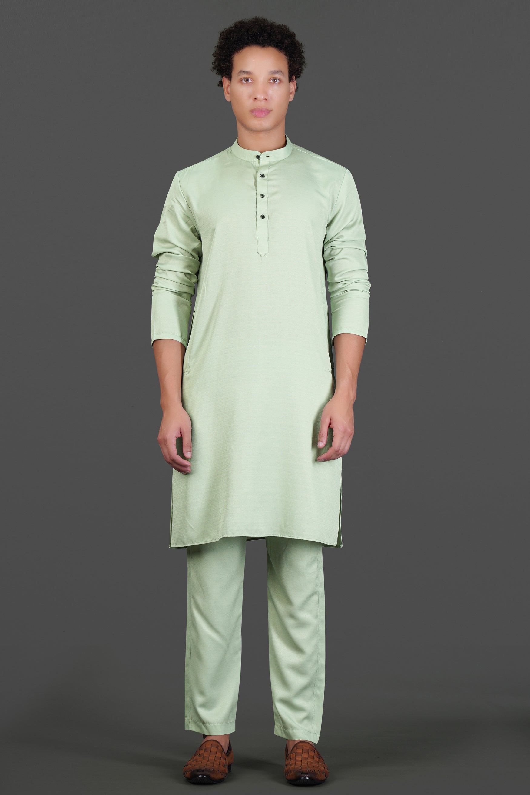 Rainee Green Subtle Sheen Viscose Kurta