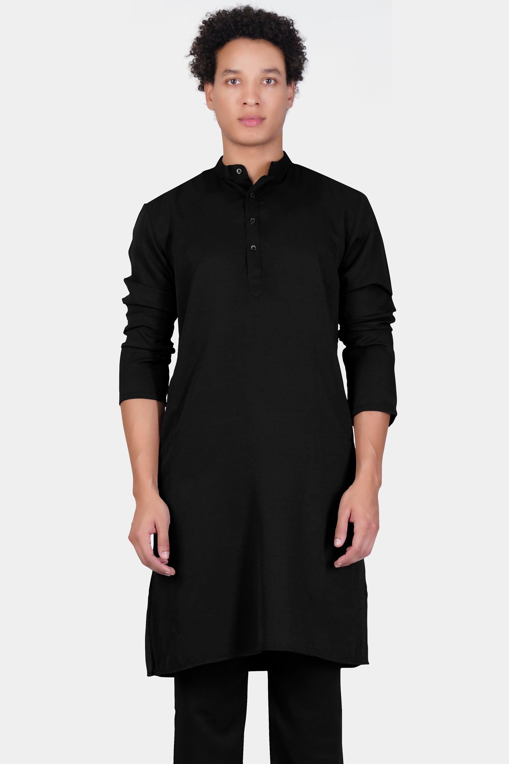 Jade Black Subtle Sheen Viscose Kurta