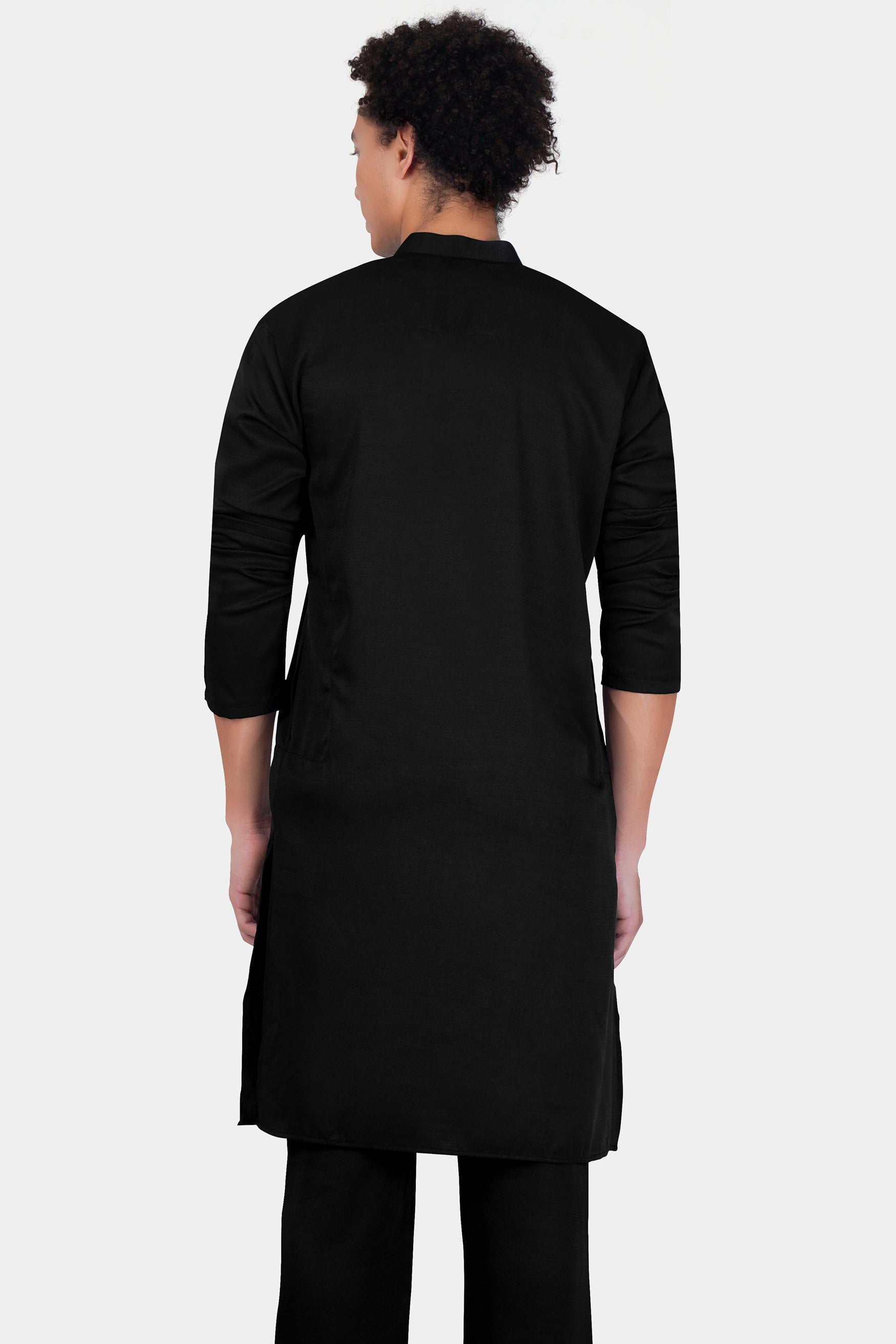 Jade Black Subtle Sheen Viscose Kurta