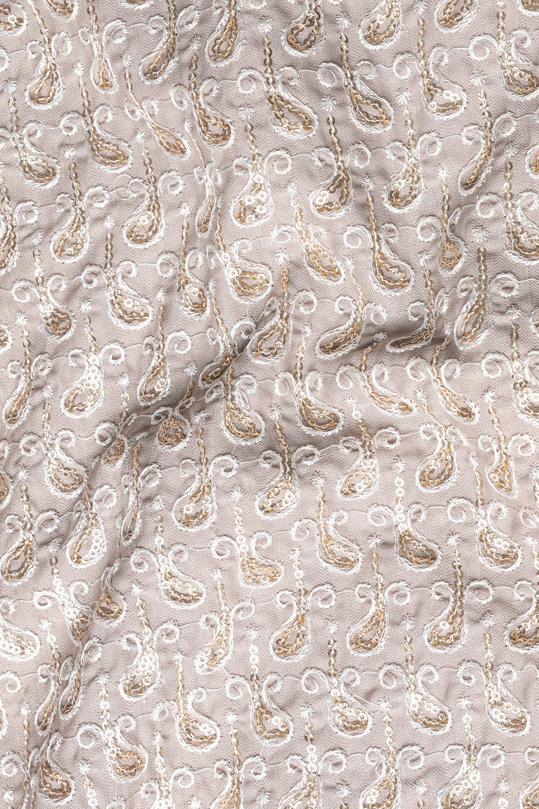 Foggy Brown Paisley Pattern Thread and Sequin Embroidered Subtle Sheen Viscose Designer Kurta