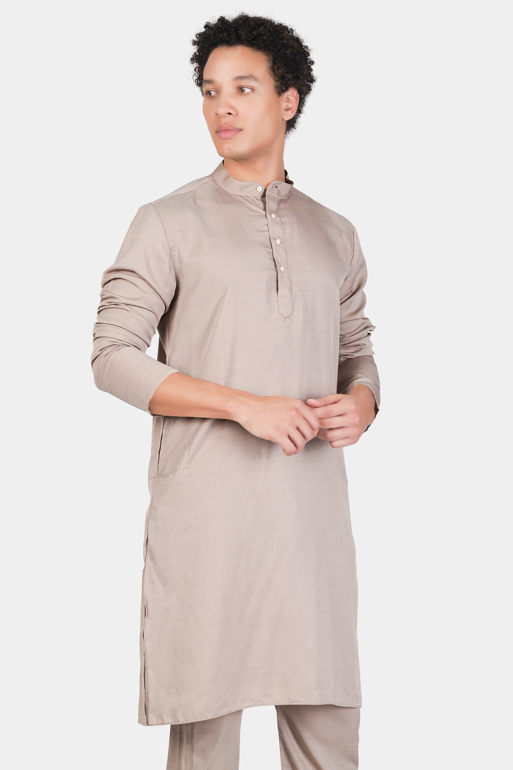 Foggy Brown Subtle Sheen Viscose Kurta