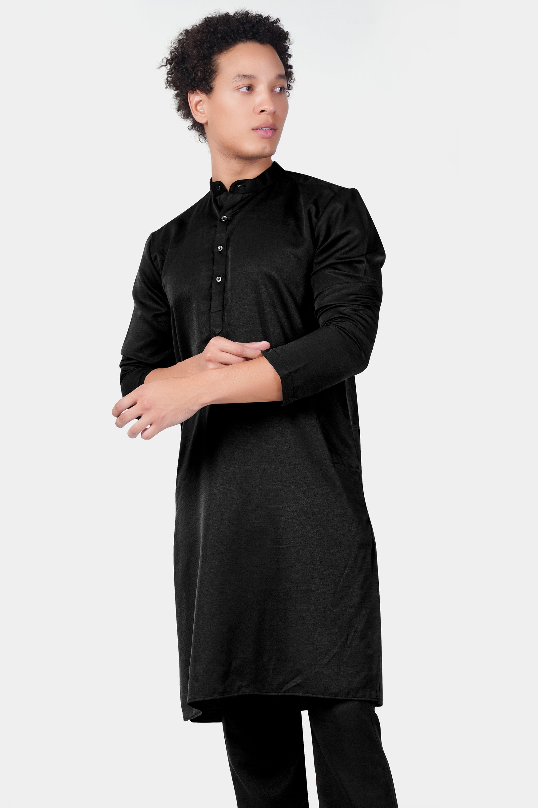 Jade Black Subtle Sheen Viscose Kurta