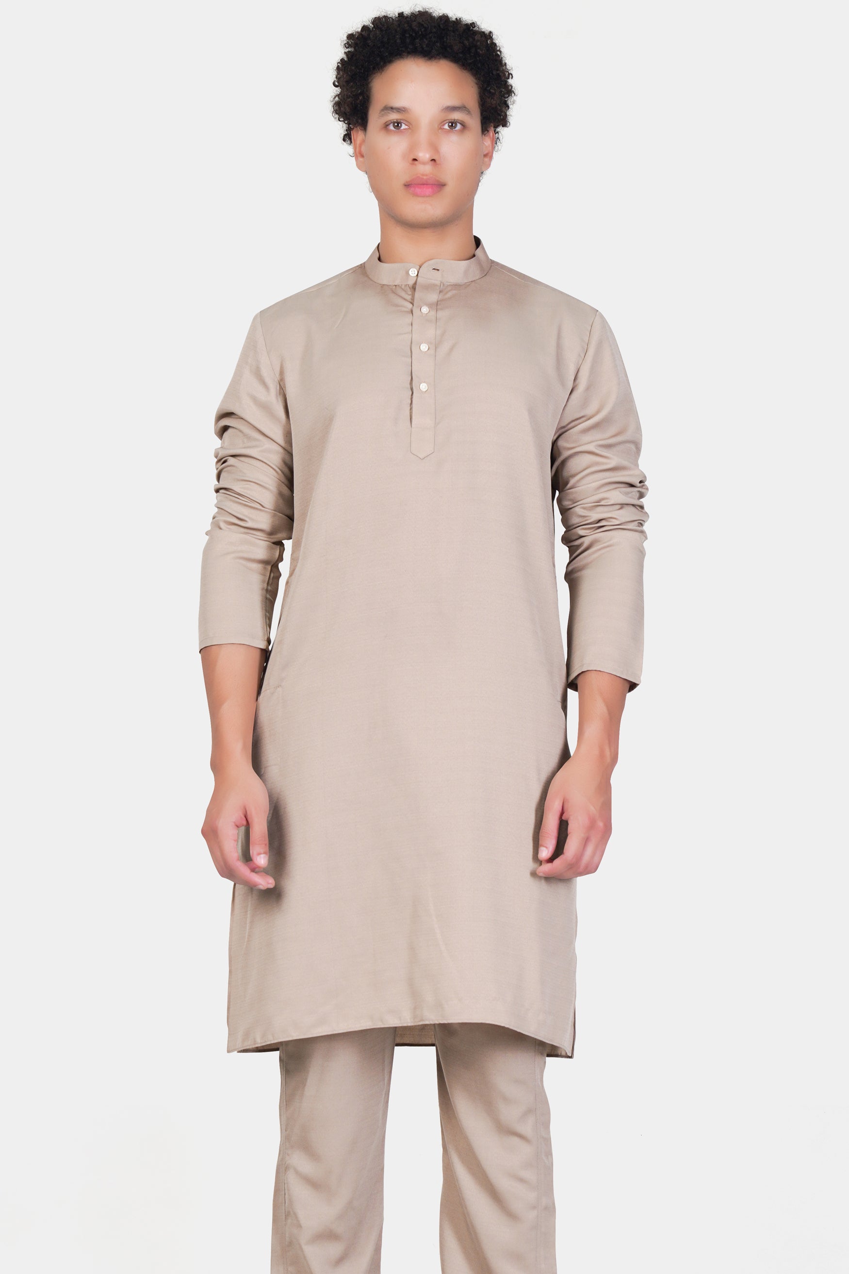 Chalice Brown Subtle Sheen Viscose Kurta