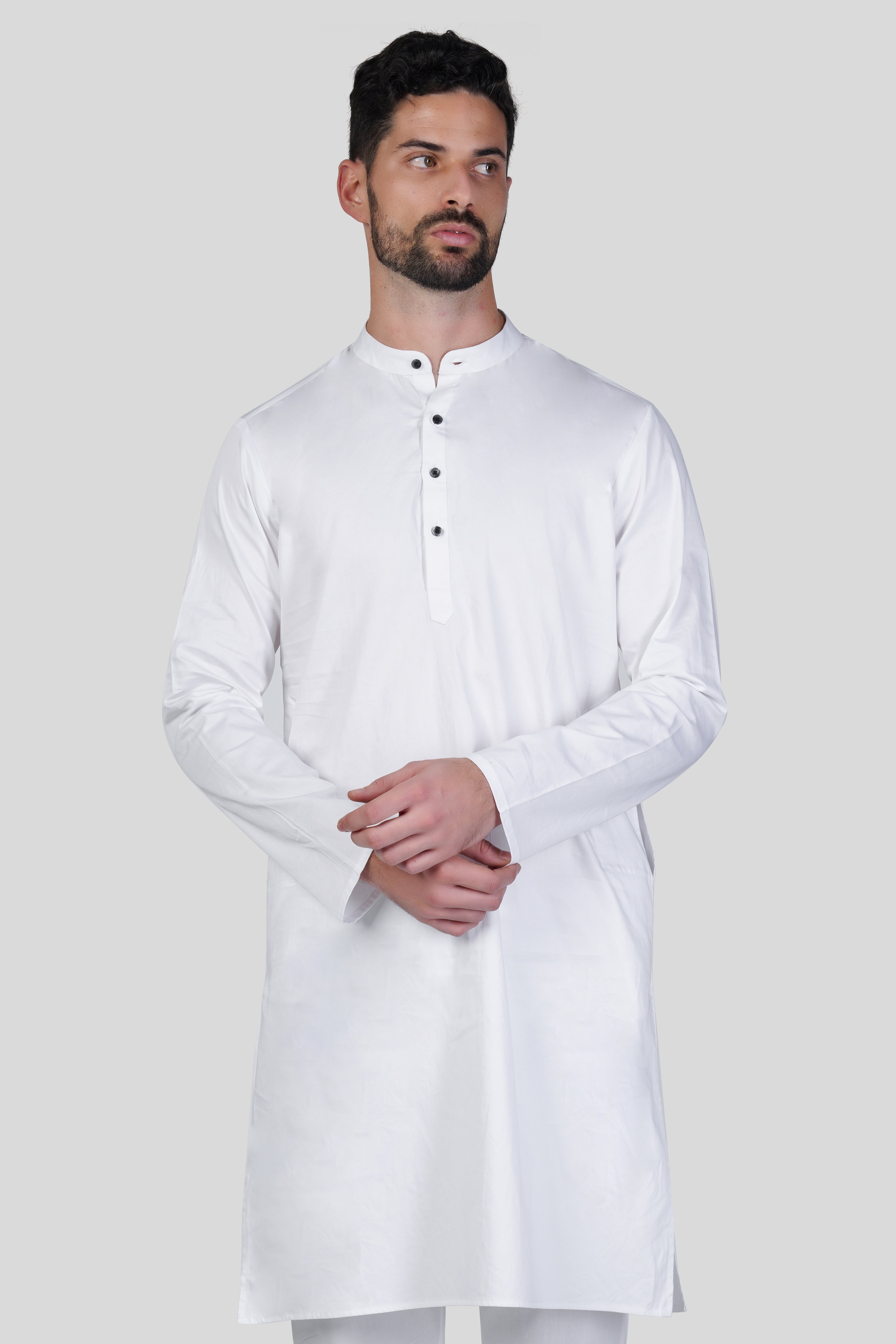Bright White Subtle Sheen Super Soft Premium Cotton Kurta Set