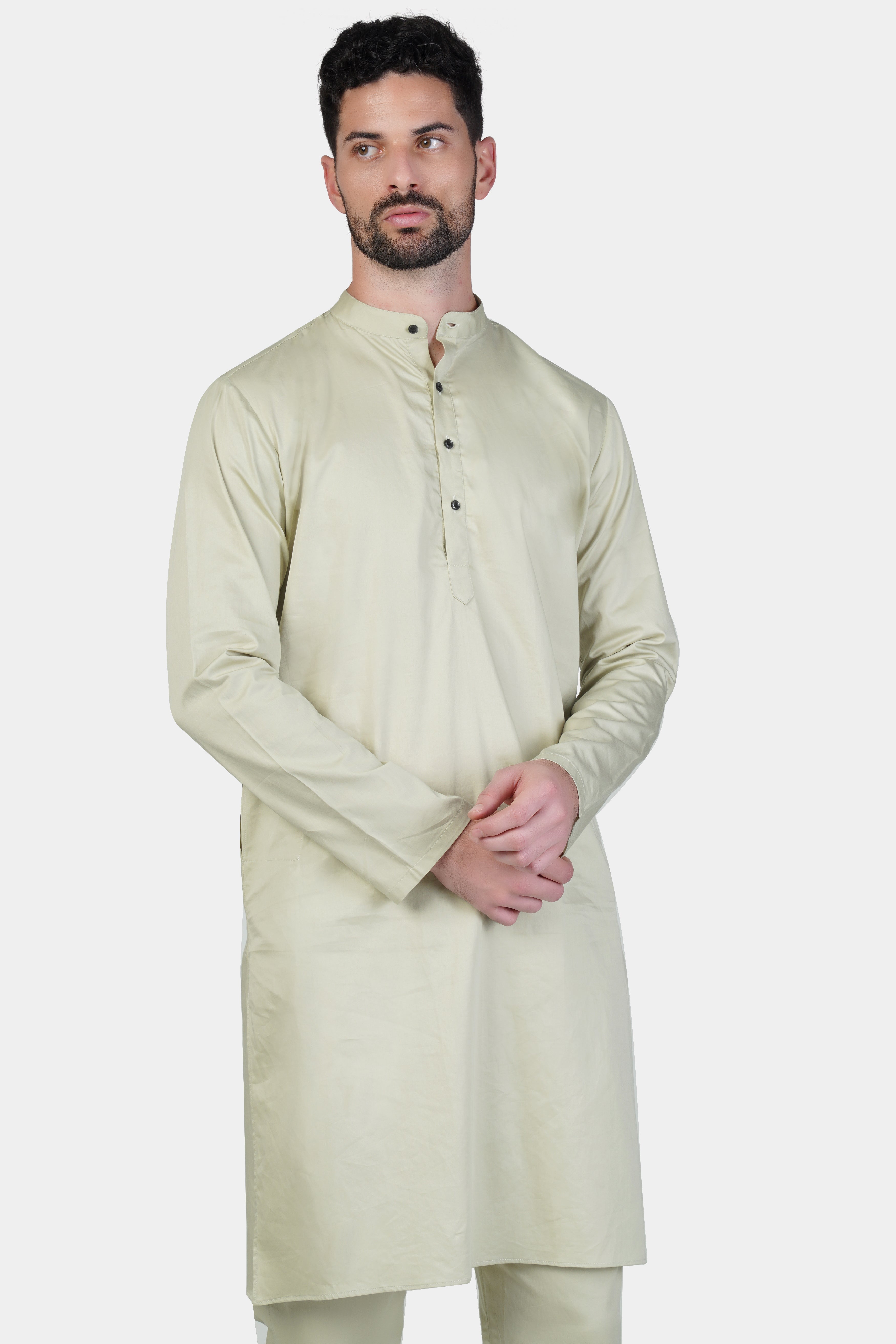 Coriander Green Subtle Sheen Super Soft Premium Cotton Kurta Set