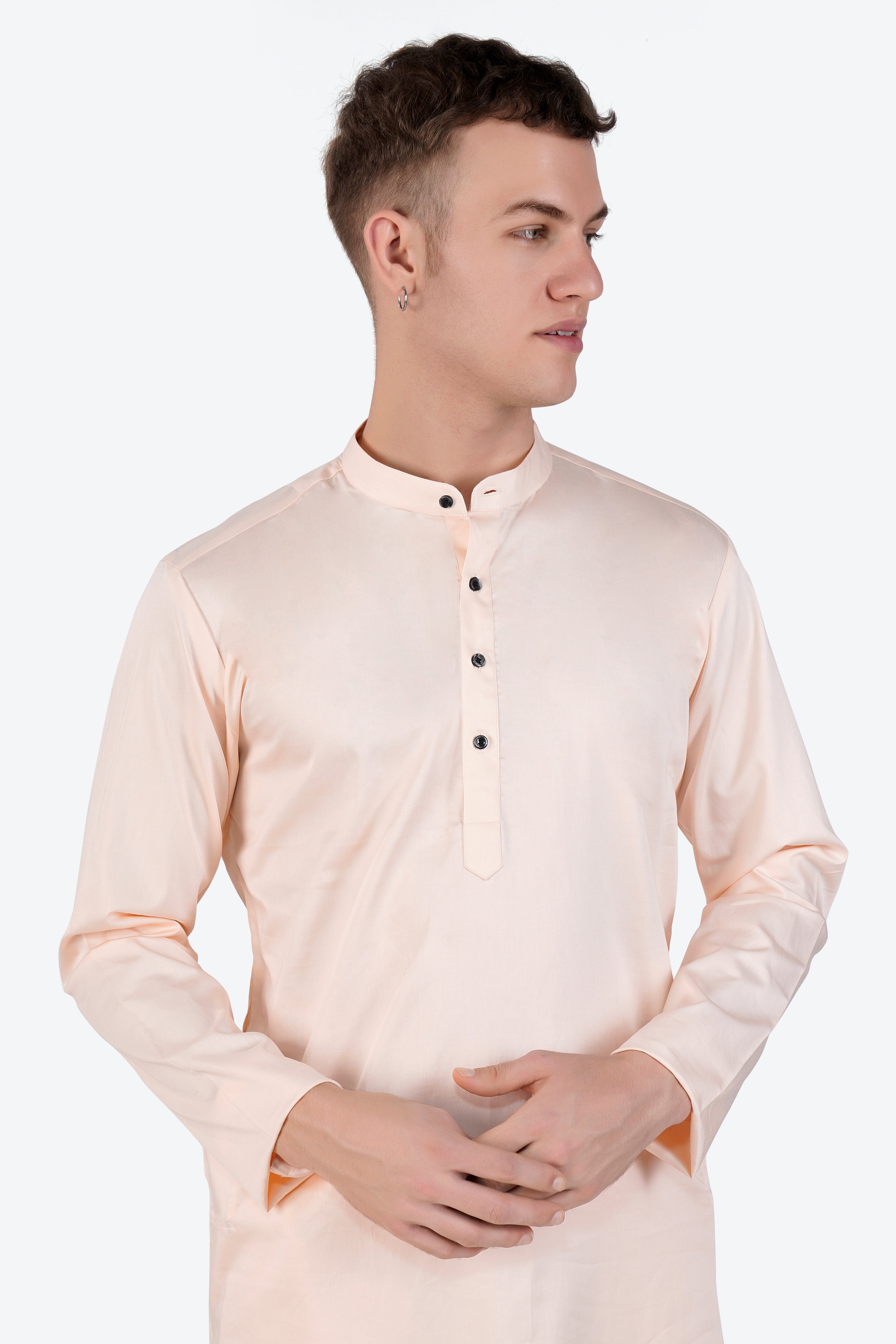 Gainsboro Peach Subtle Sheen Super Soft Premium Cotton Kurta Set