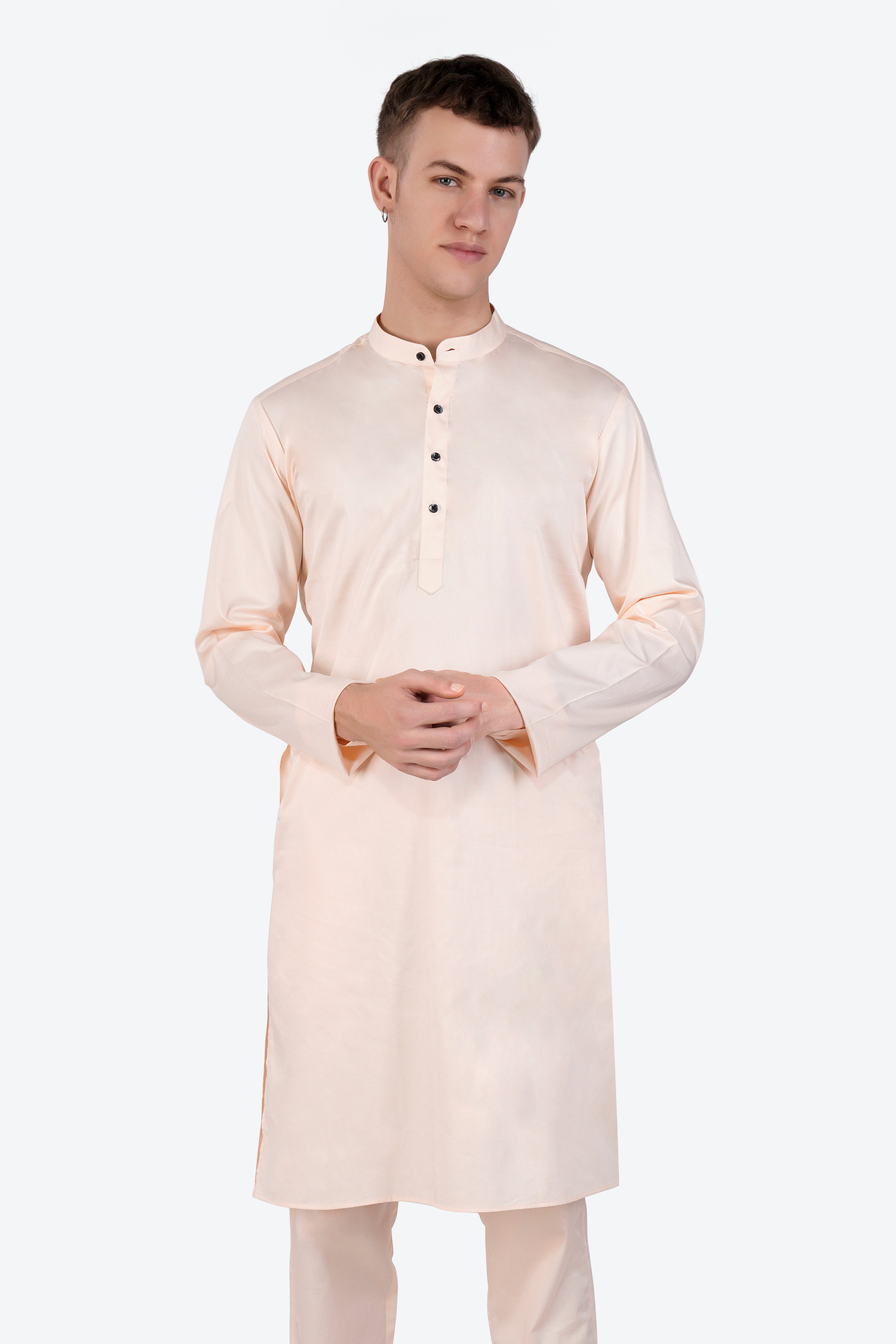 Gainsboro Peach Subtle Sheen Super Soft Premium Cotton Kurta Set