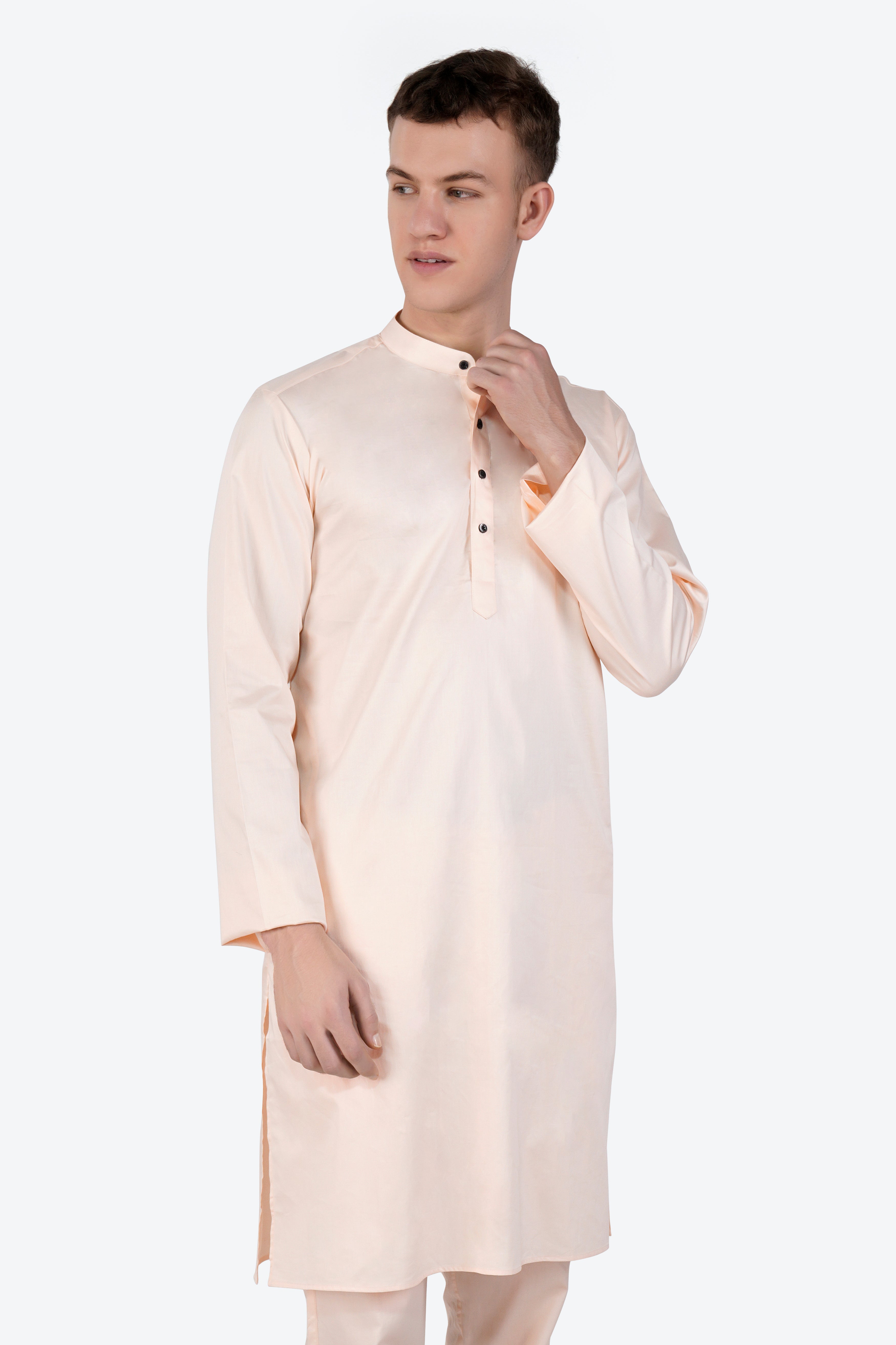 Gainsboro Peach Subtle Sheen Super Soft Premium Cotton Kurta Set