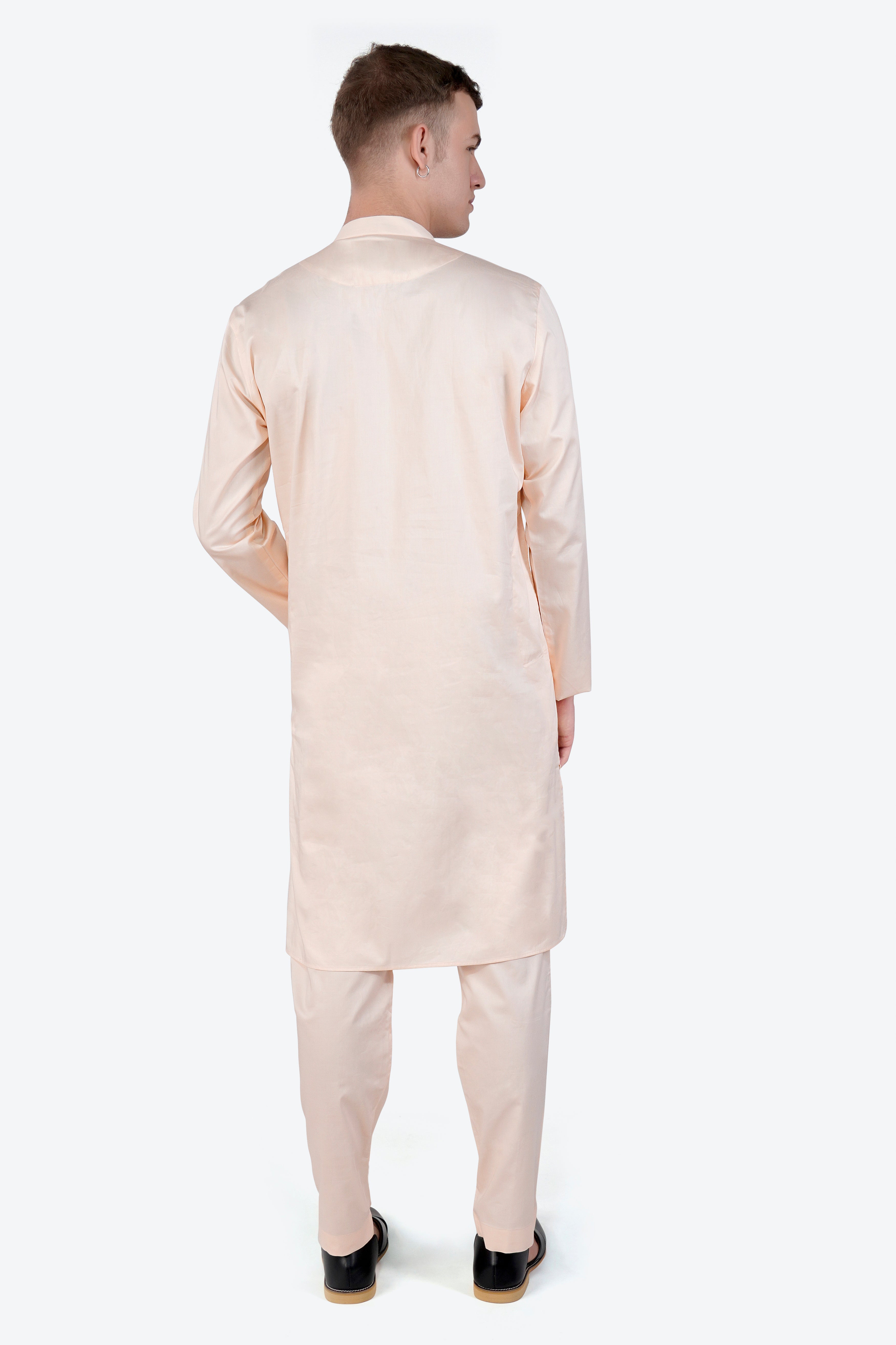 Gainsboro Peach Subtle Sheen Super Soft Premium Cotton Kurta Set