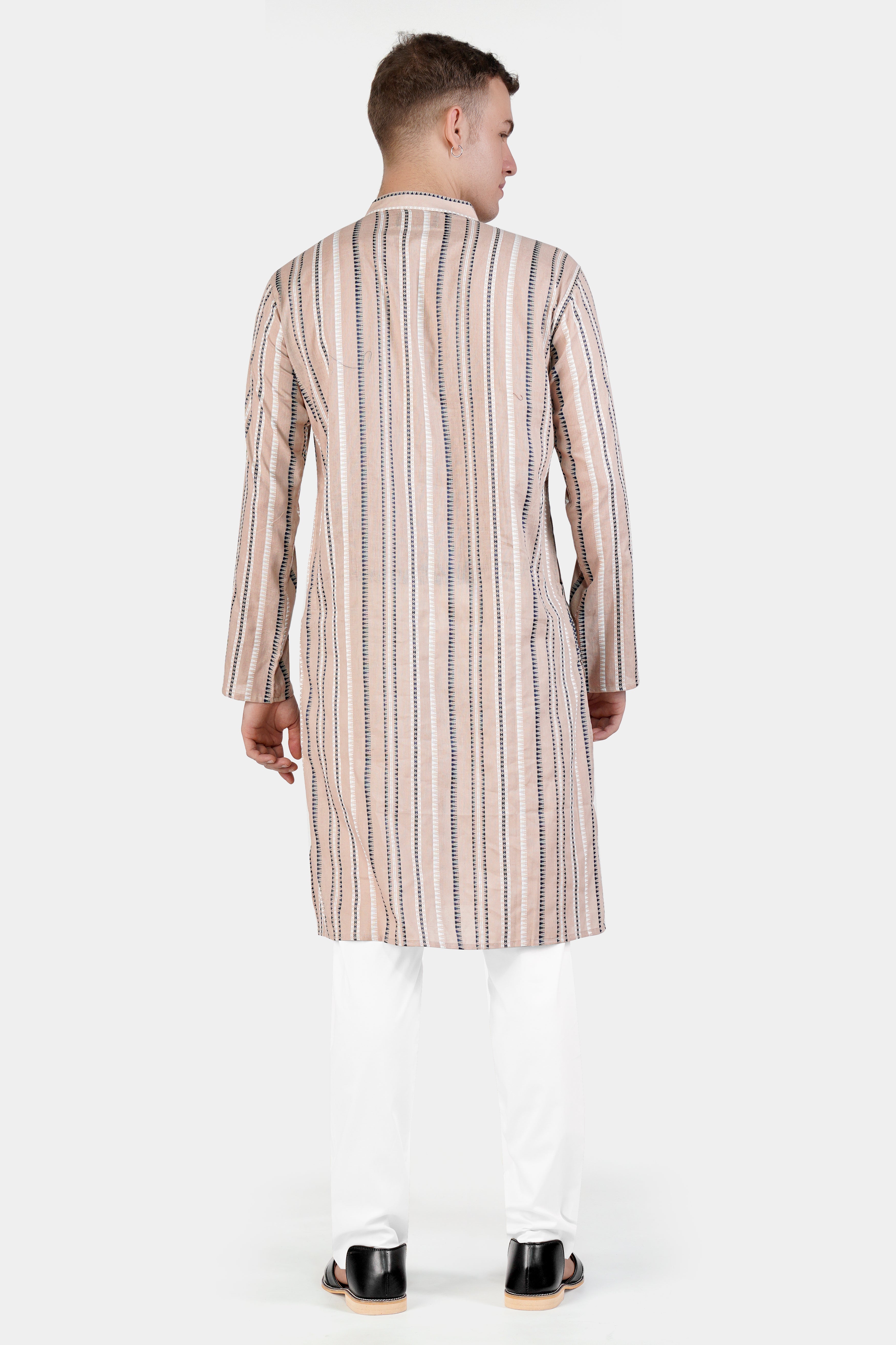 Dust Storm Brown Dobby Textured Premium Giza Cotton Kurta Set