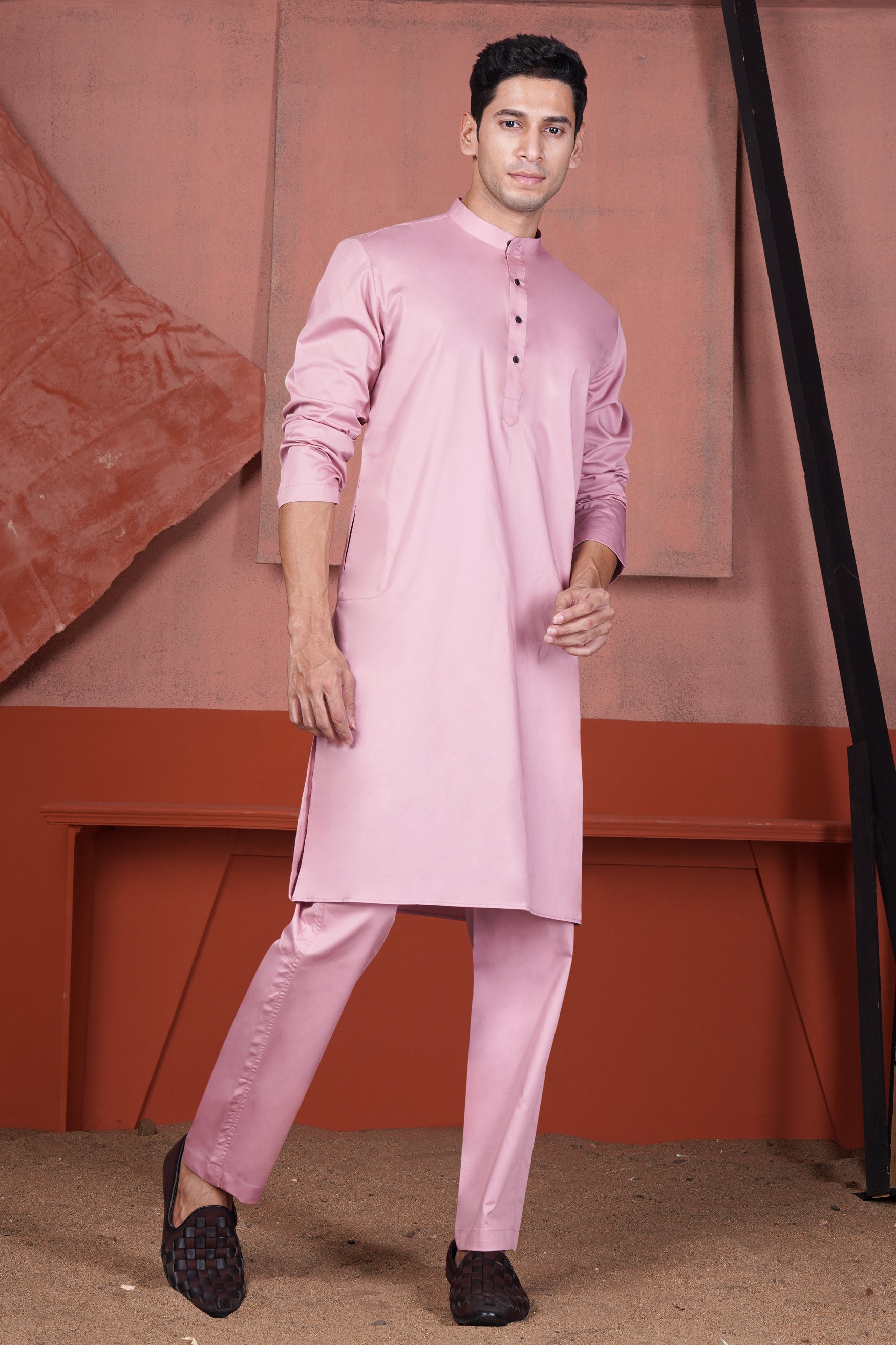 Kobi Pink Subtle Sheen Super Soft Premium Cotton Kurta Set