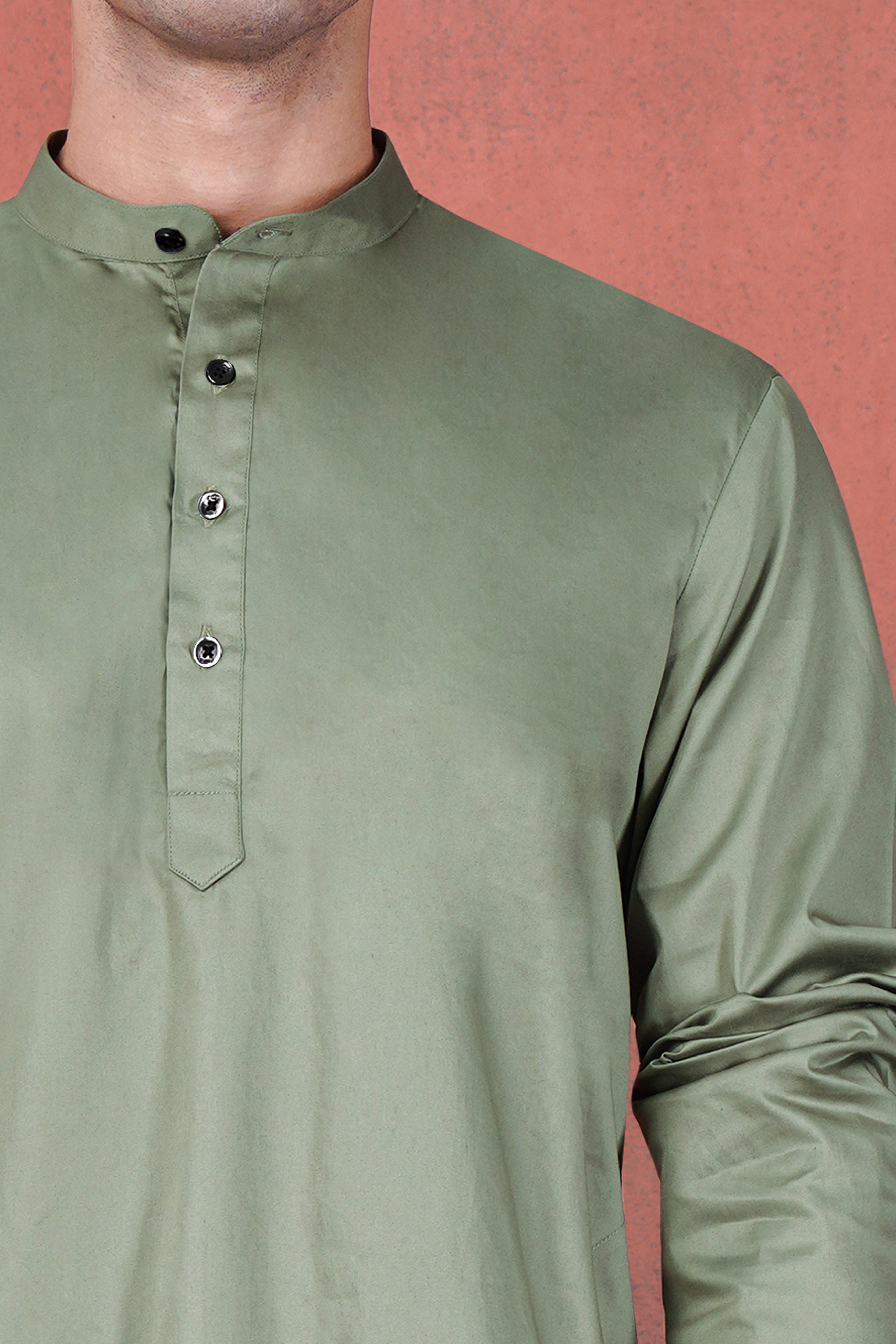 Olive Green Subtle Sheen Super Soft Premium Cotton Kurta Set