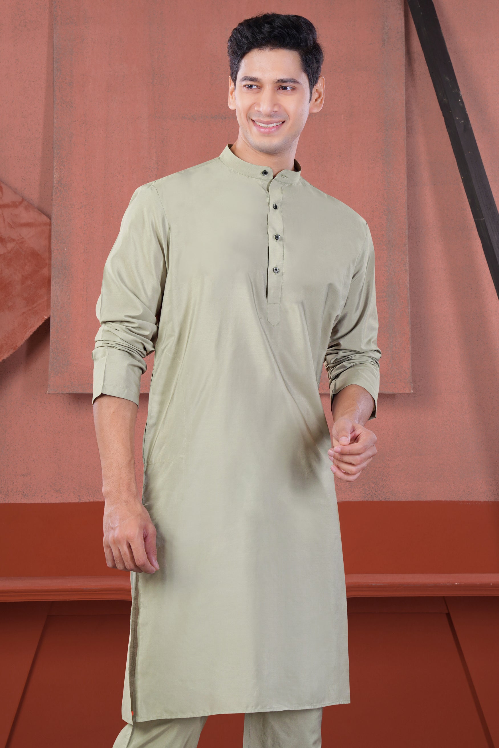 Artichoke Gray Subtle Sheen Viscose Kurta
