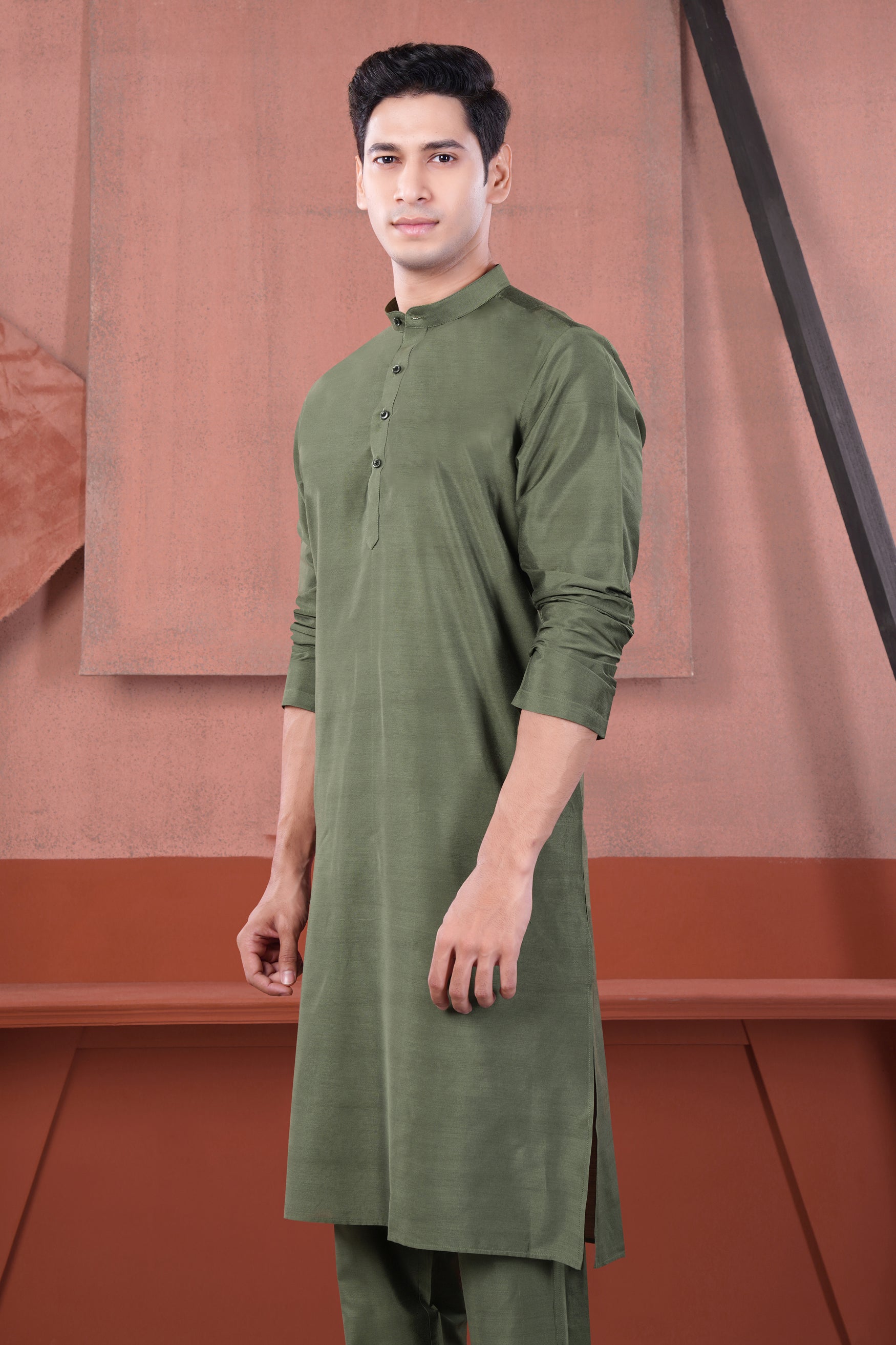 Siam Green Subtle Sheen Viscose Kurta Set