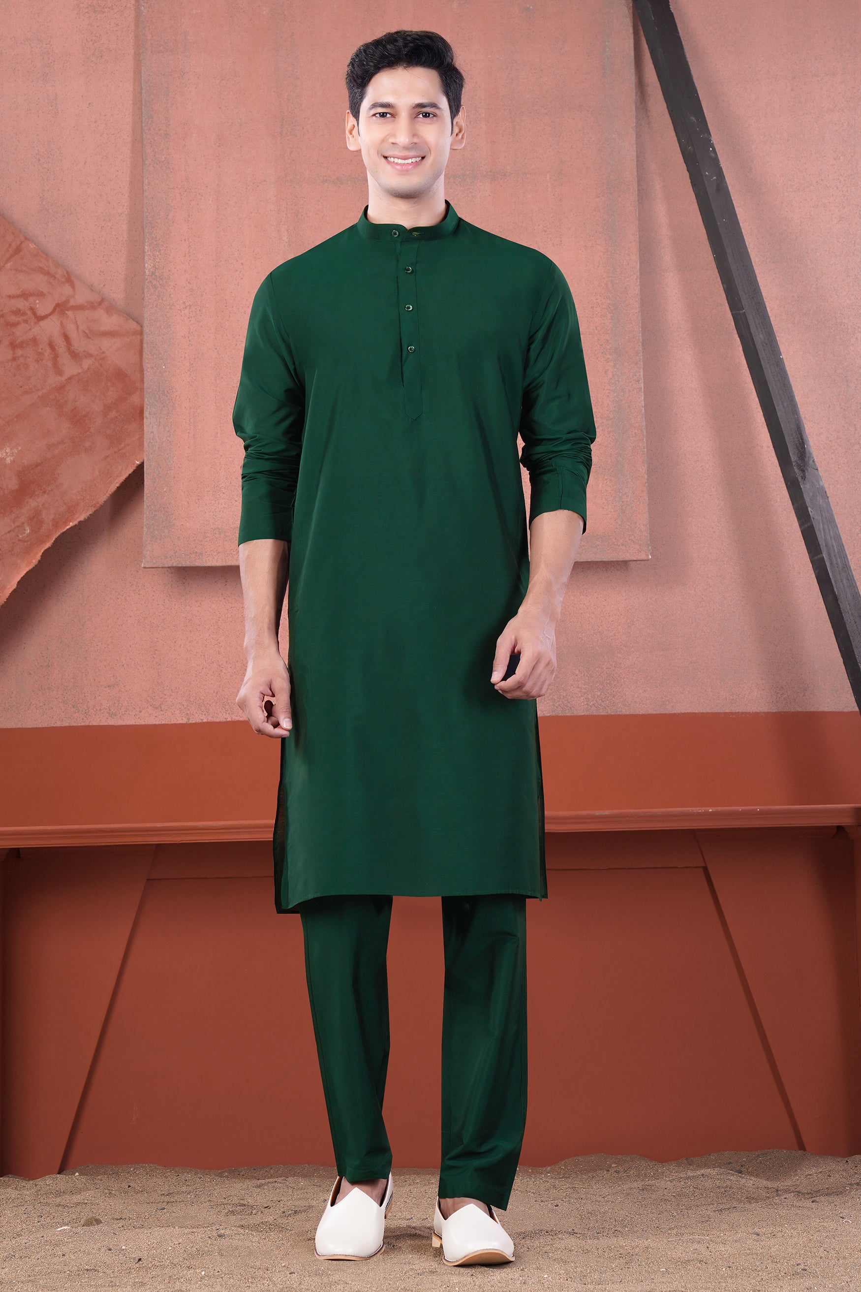 Gable Green Subtle Sheen Viscose Kurta Set