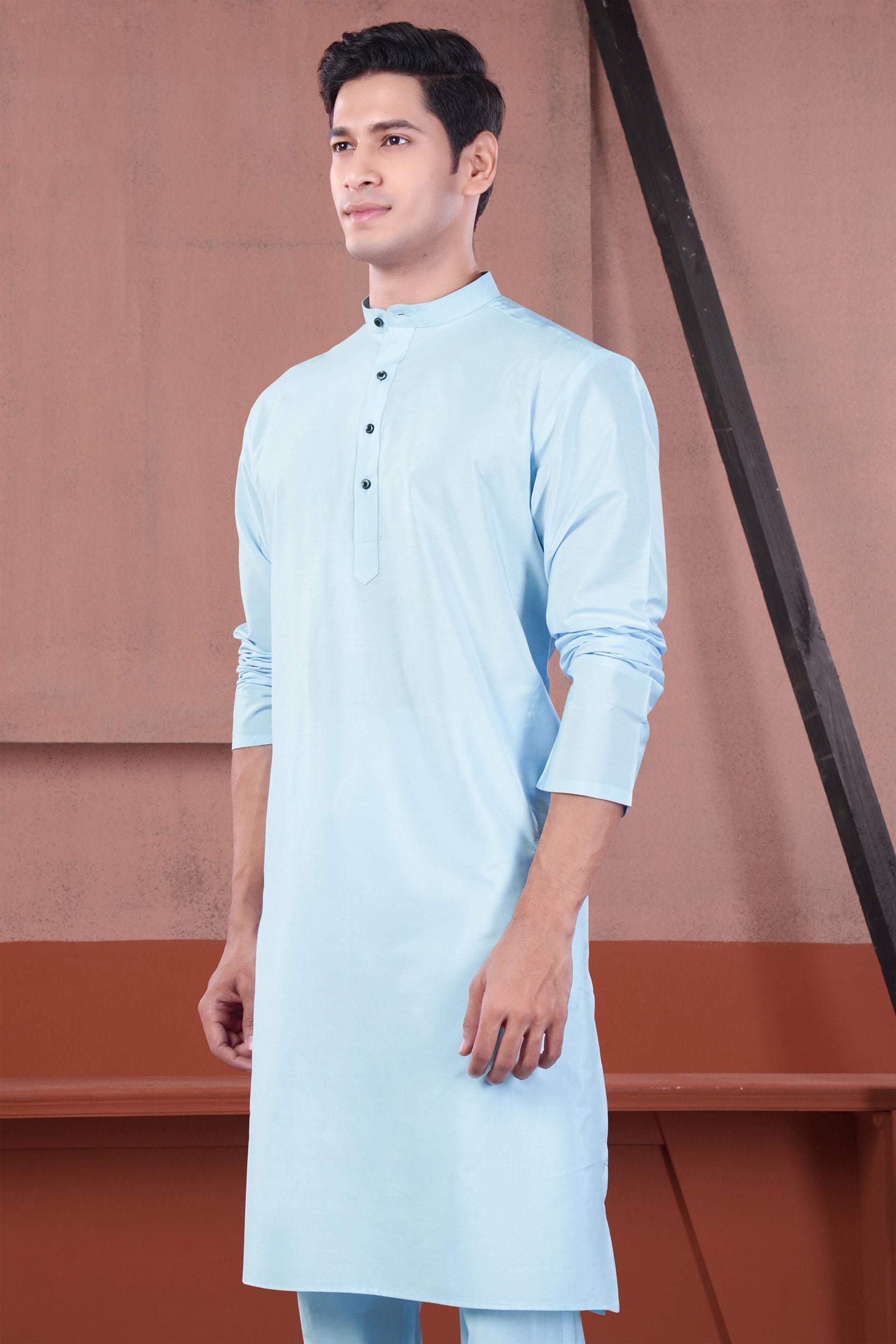 Uranian Blue Subtle Sheen Viscose Kurta Set