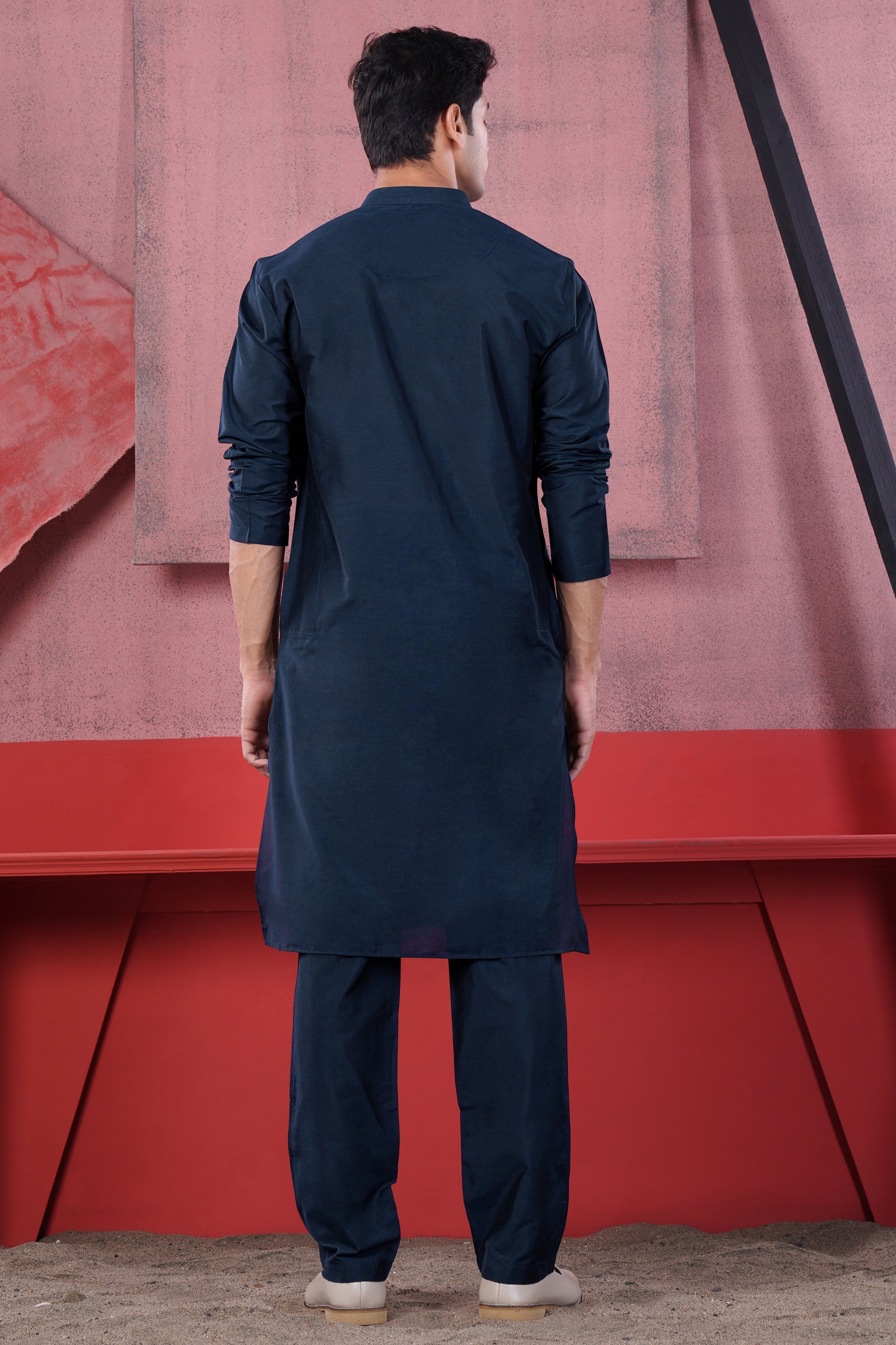 Haiti Blue Subtle Sheen Viscose Kurta Set