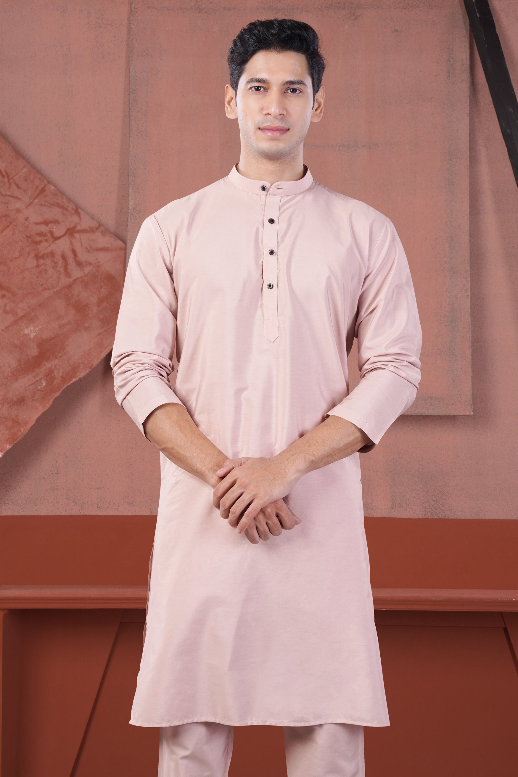 Cavern Pink Subtle Sheen Viscose Kurta Set