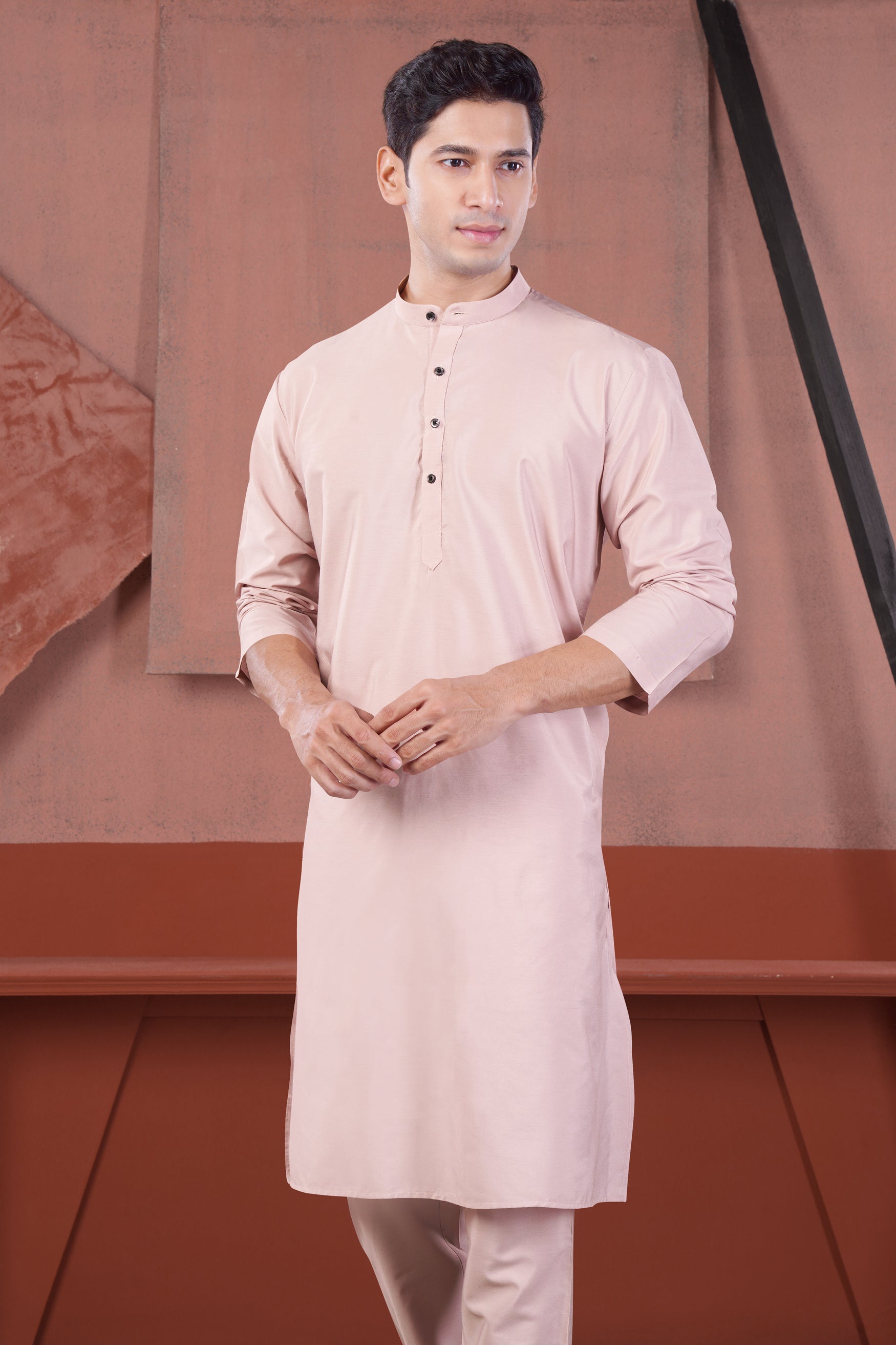 Cavern Pink Subtle Sheen Viscose Kurta Set