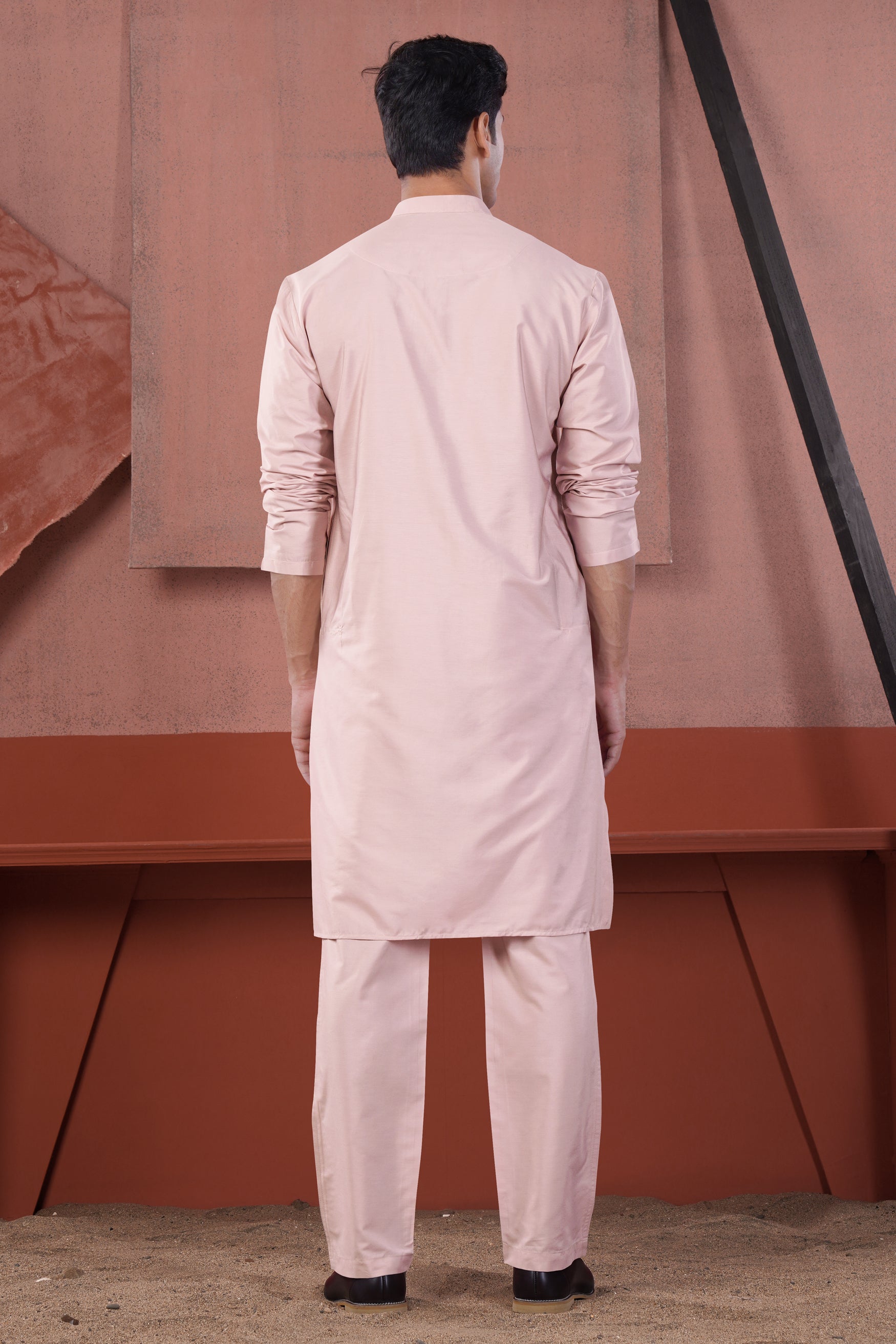 Cavern Pink Subtle Sheen Viscose Kurta Set