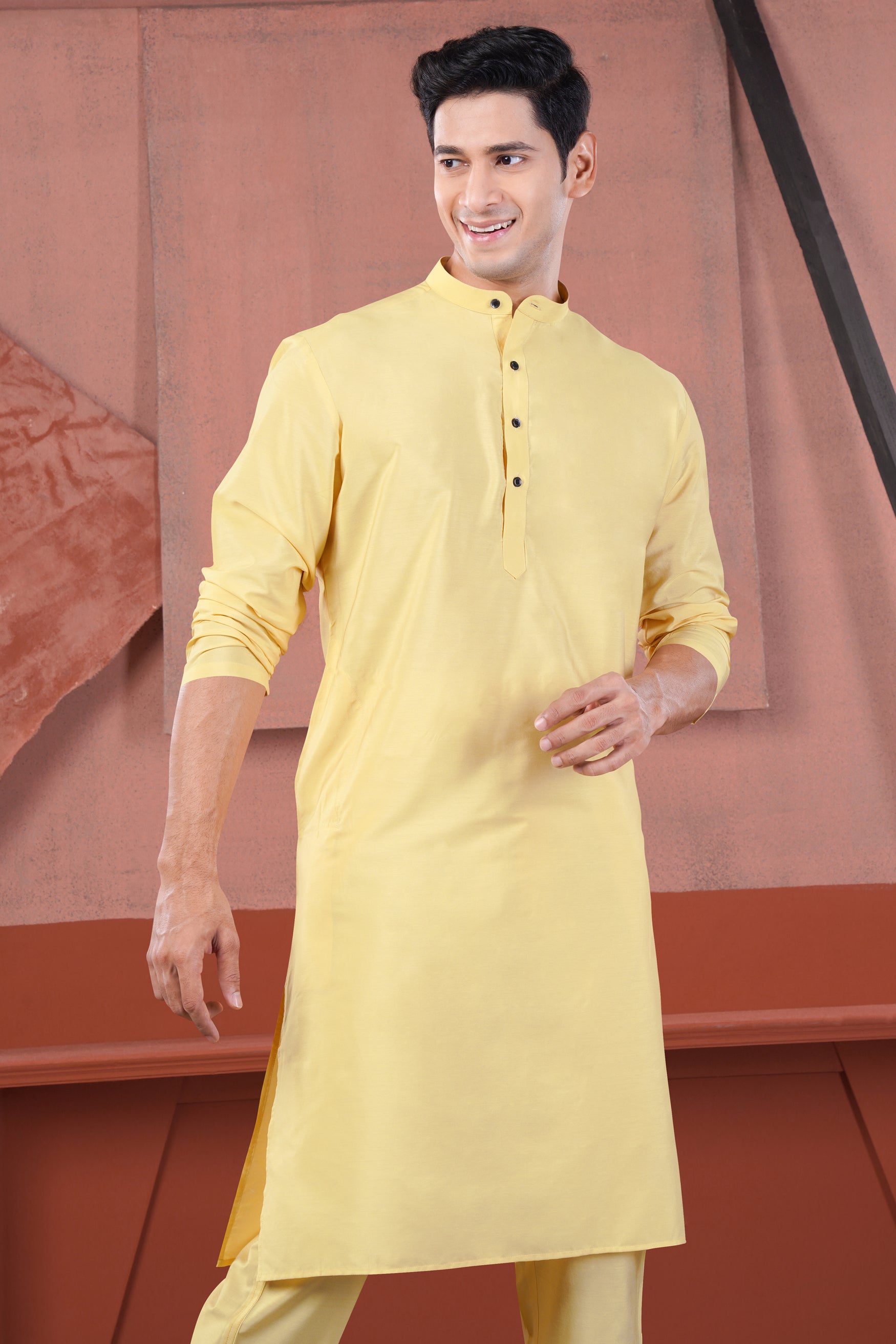 Hampton Yellow Subtle Sheen Viscose Kurta Set