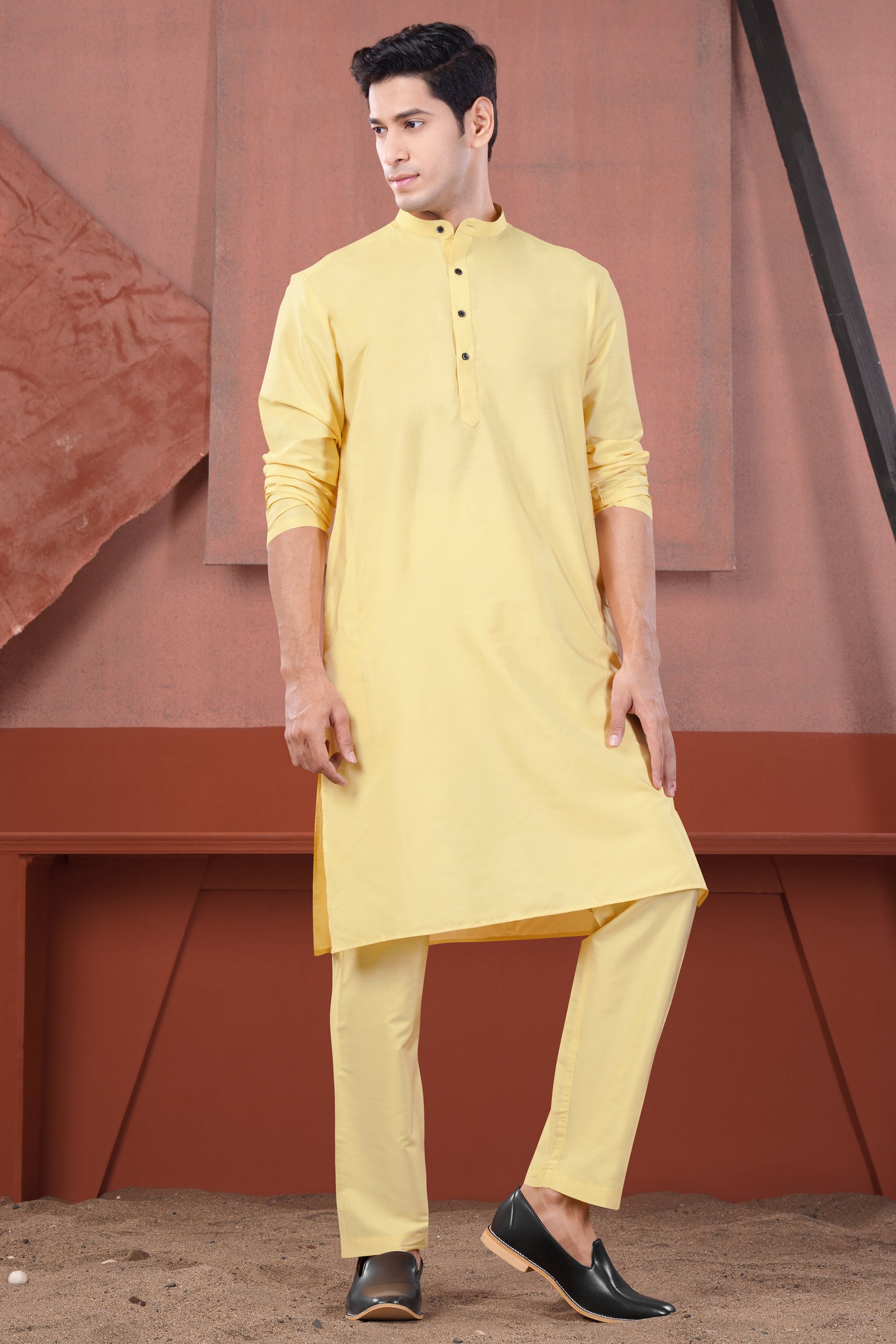 Hampton Yellow Subtle Sheen Viscose Kurta Set