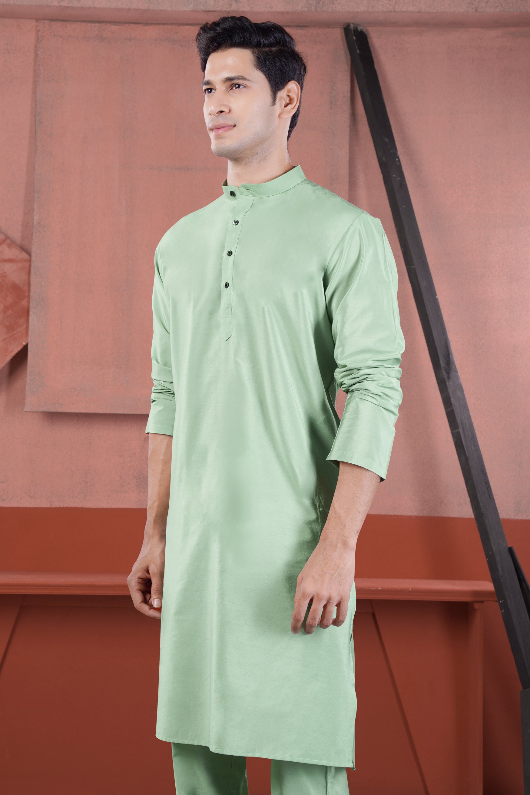 Sprout Green Subtle Sheen Viscose Kurta Set