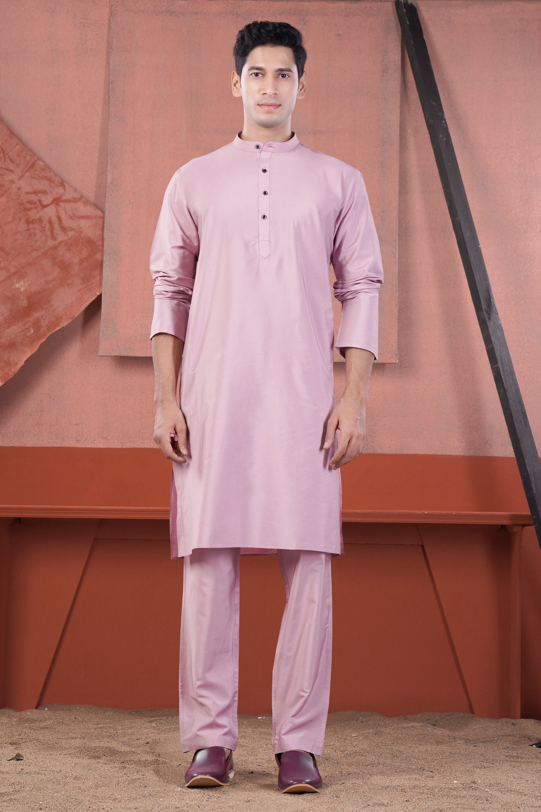 Melanie Pink Subtle Sheen Viscose Kurta Set