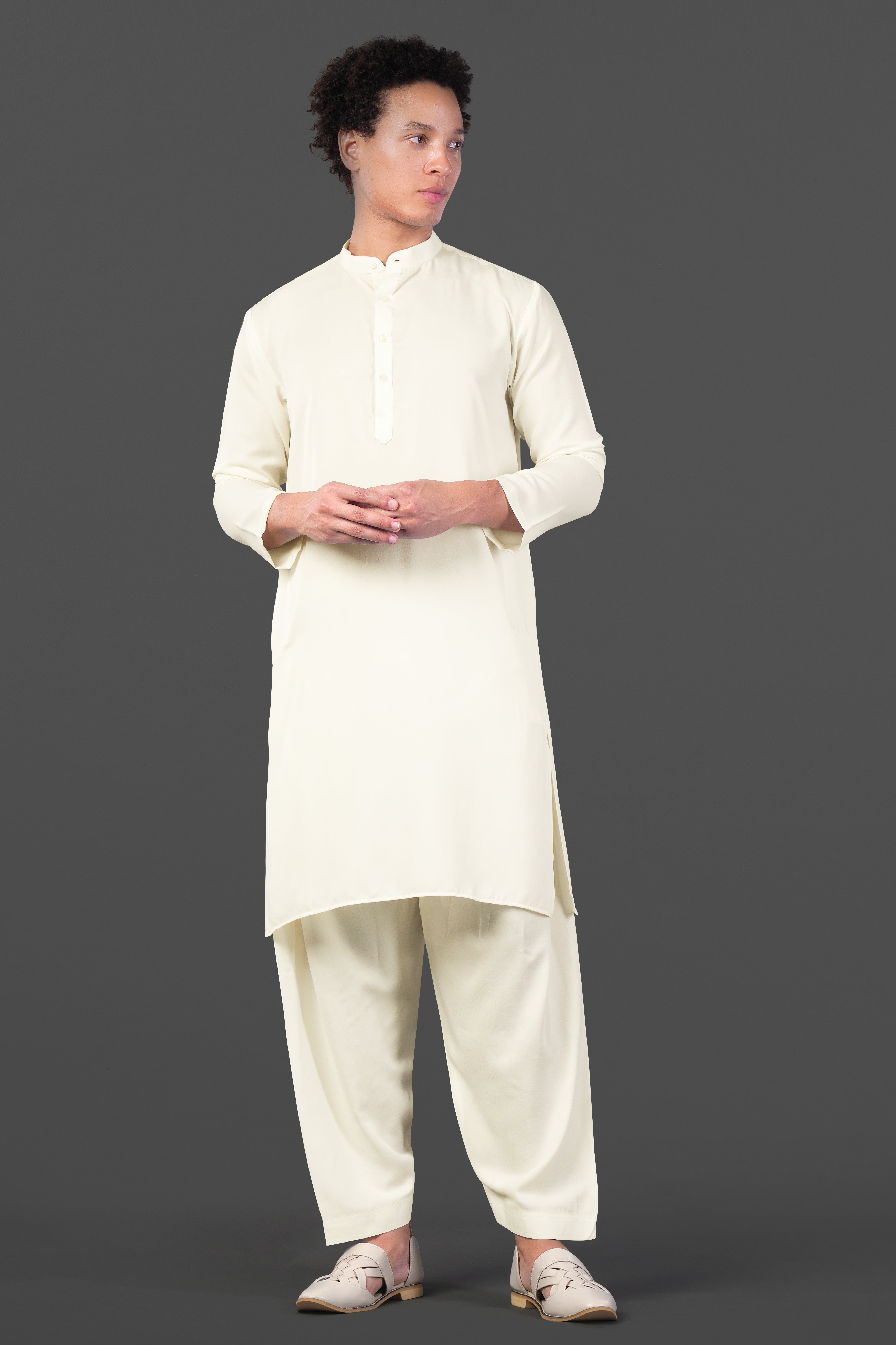 Ivory Cream Viscose Kurta Set