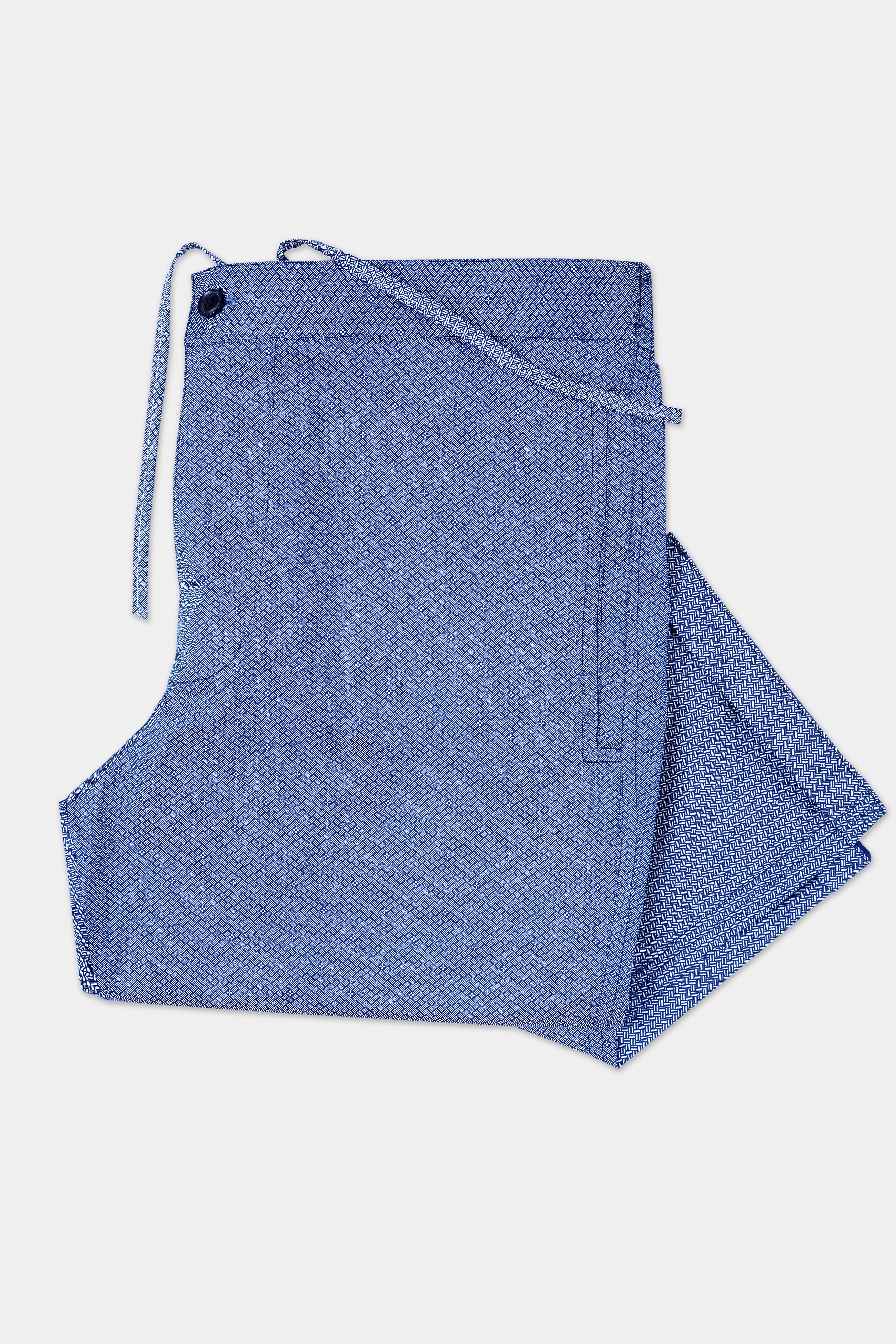 Tropaz Blue Textured Poplin Giza Cotton Lounge Pant