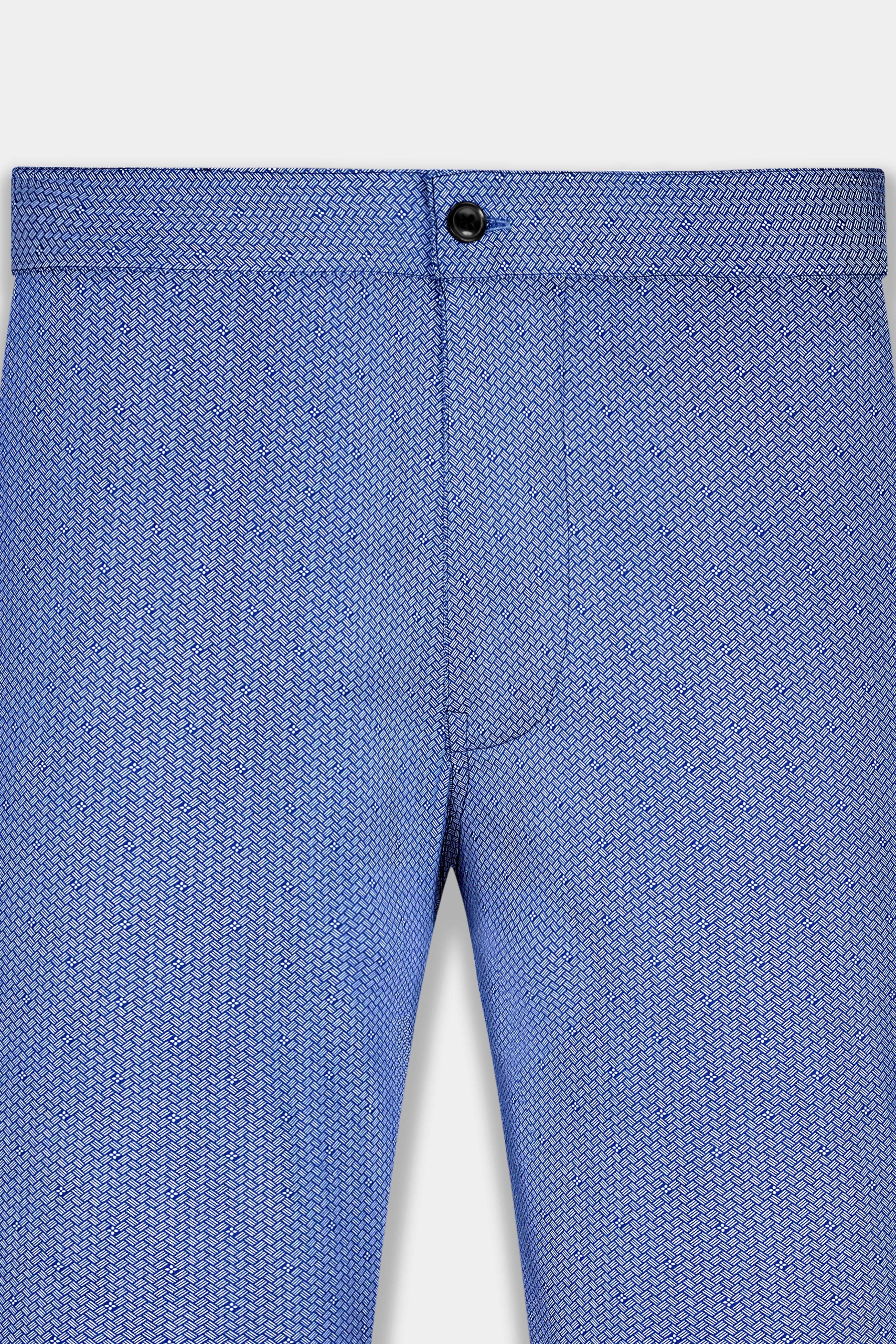 Tropaz Blue Textured Poplin Giza Cotton Lounge Pant
