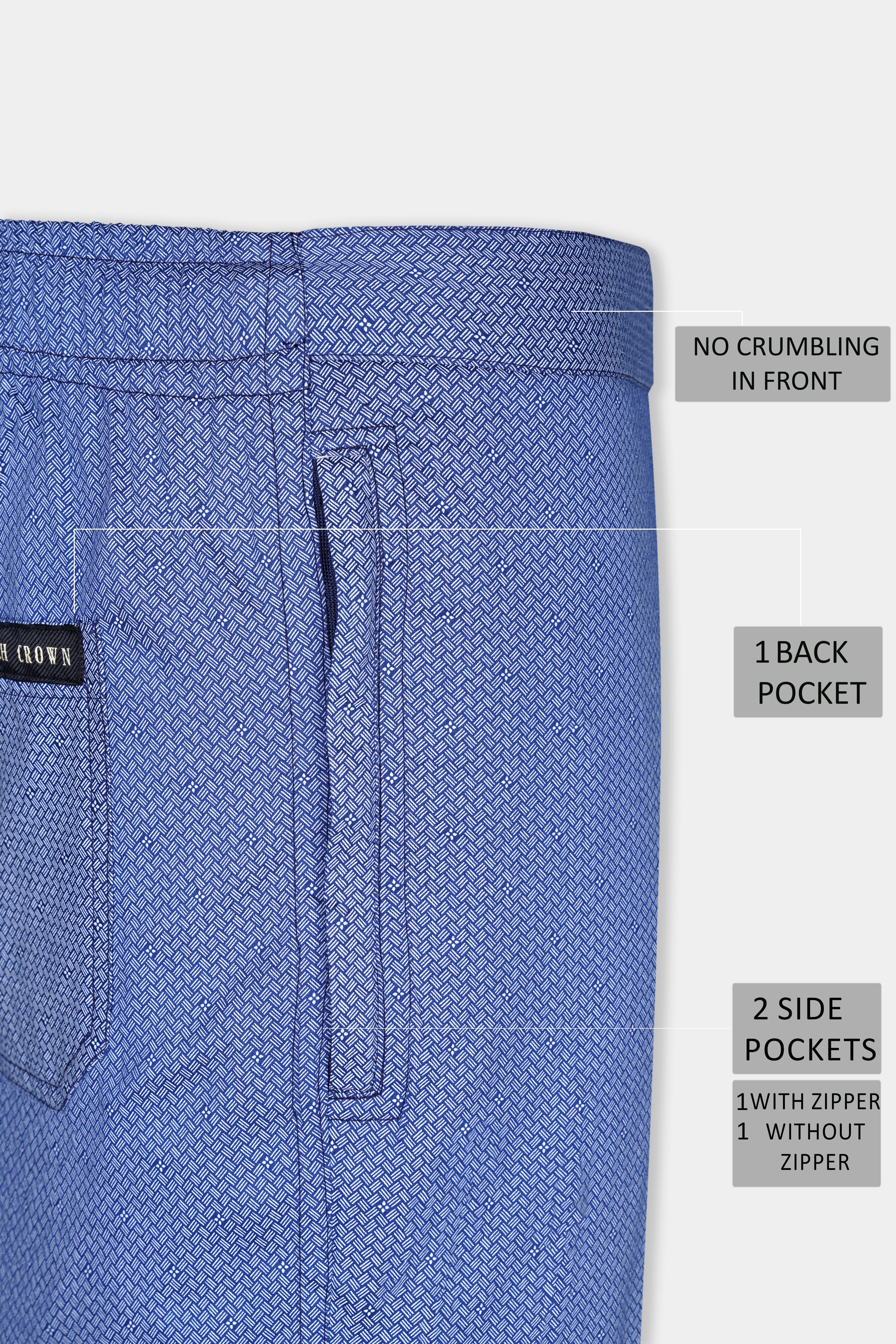 Tropaz Blue Textured Poplin Giza Cotton Lounge Pant