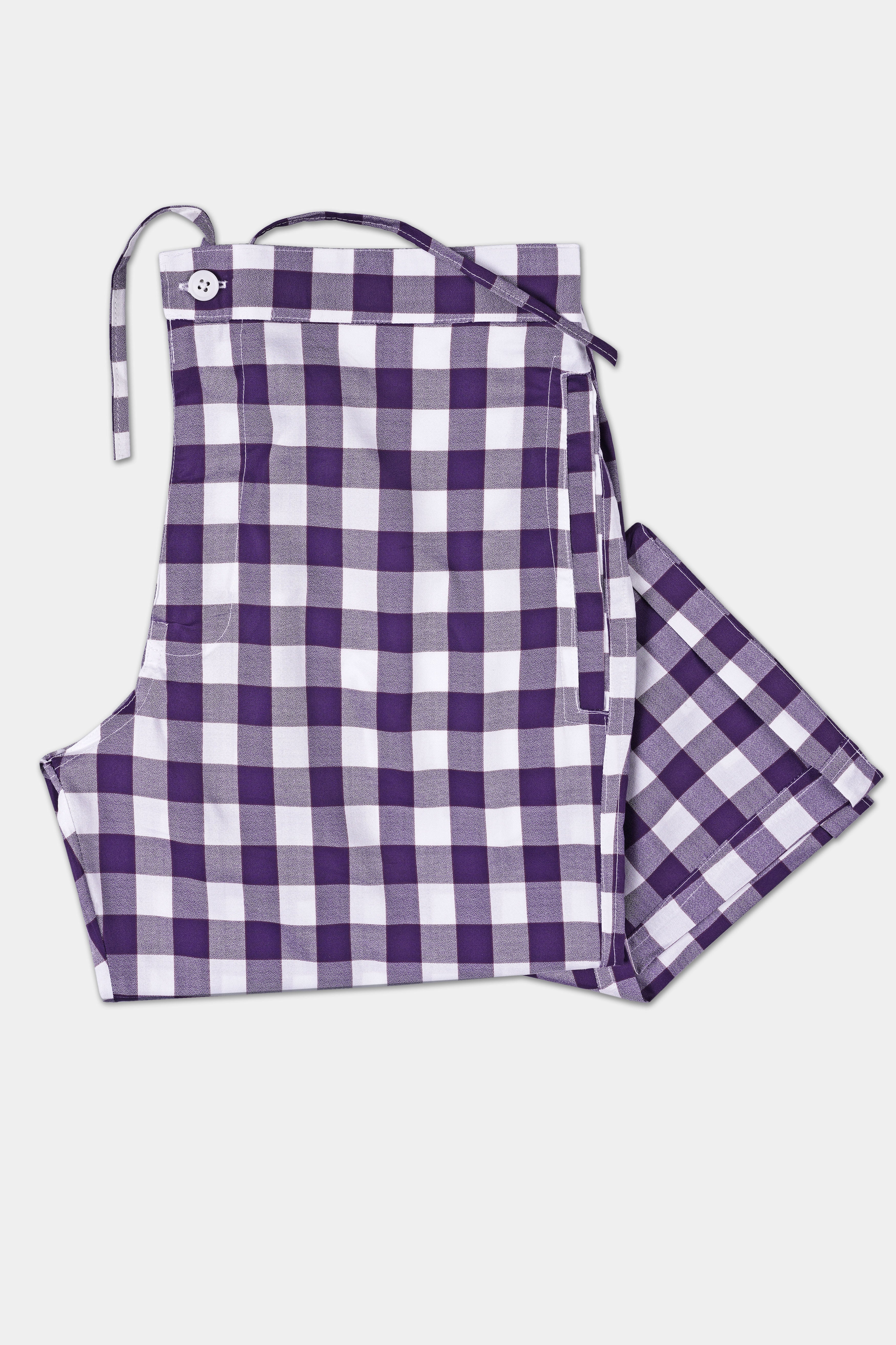 Meteorite Purple plaid Poplin Giza Cotton Lounge Pant
