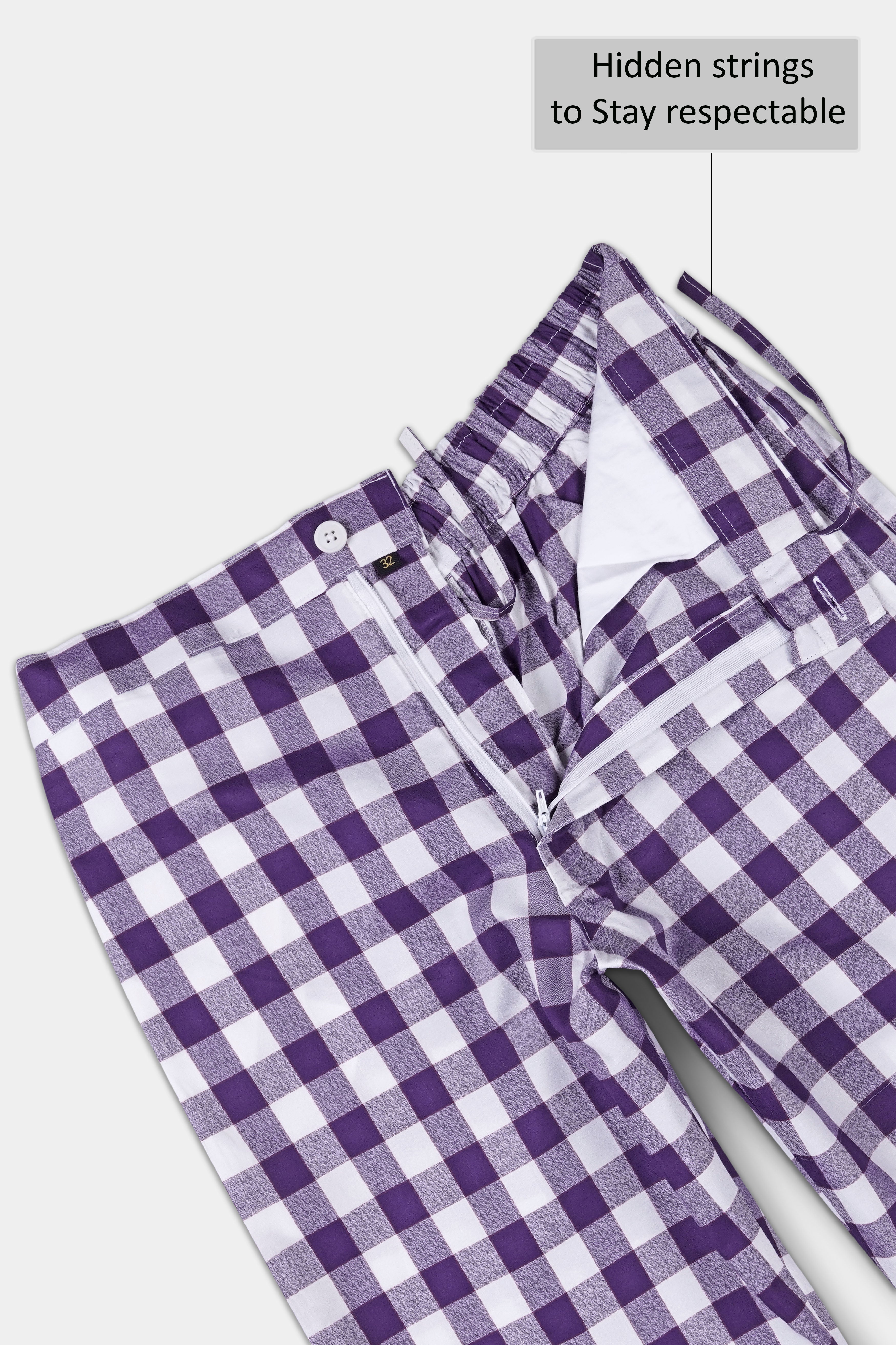 Meteorite Purple plaid Poplin Giza Cotton Lounge Pant