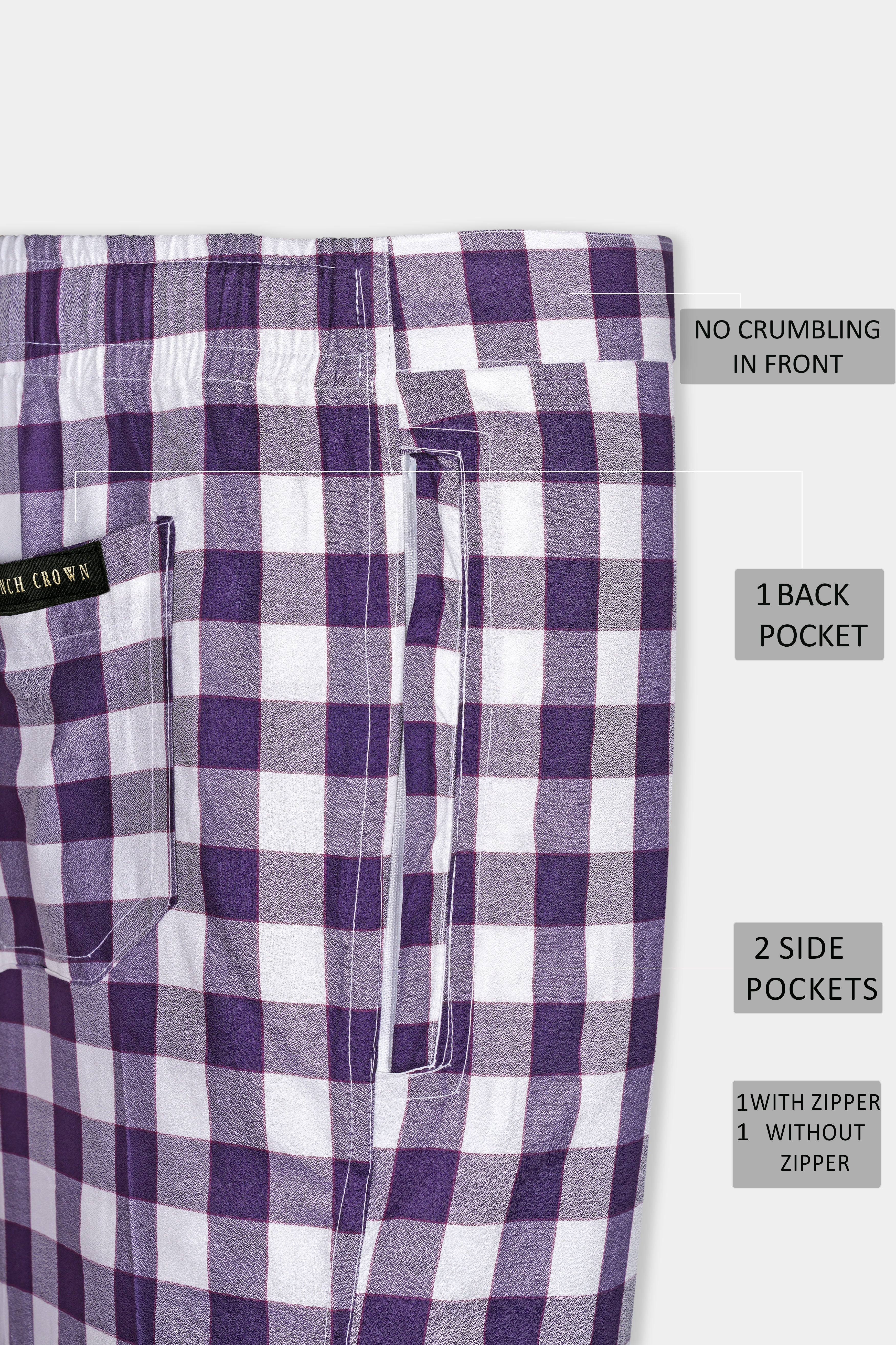 Meteorite Purple plaid Poplin Giza Cotton Lounge Pant