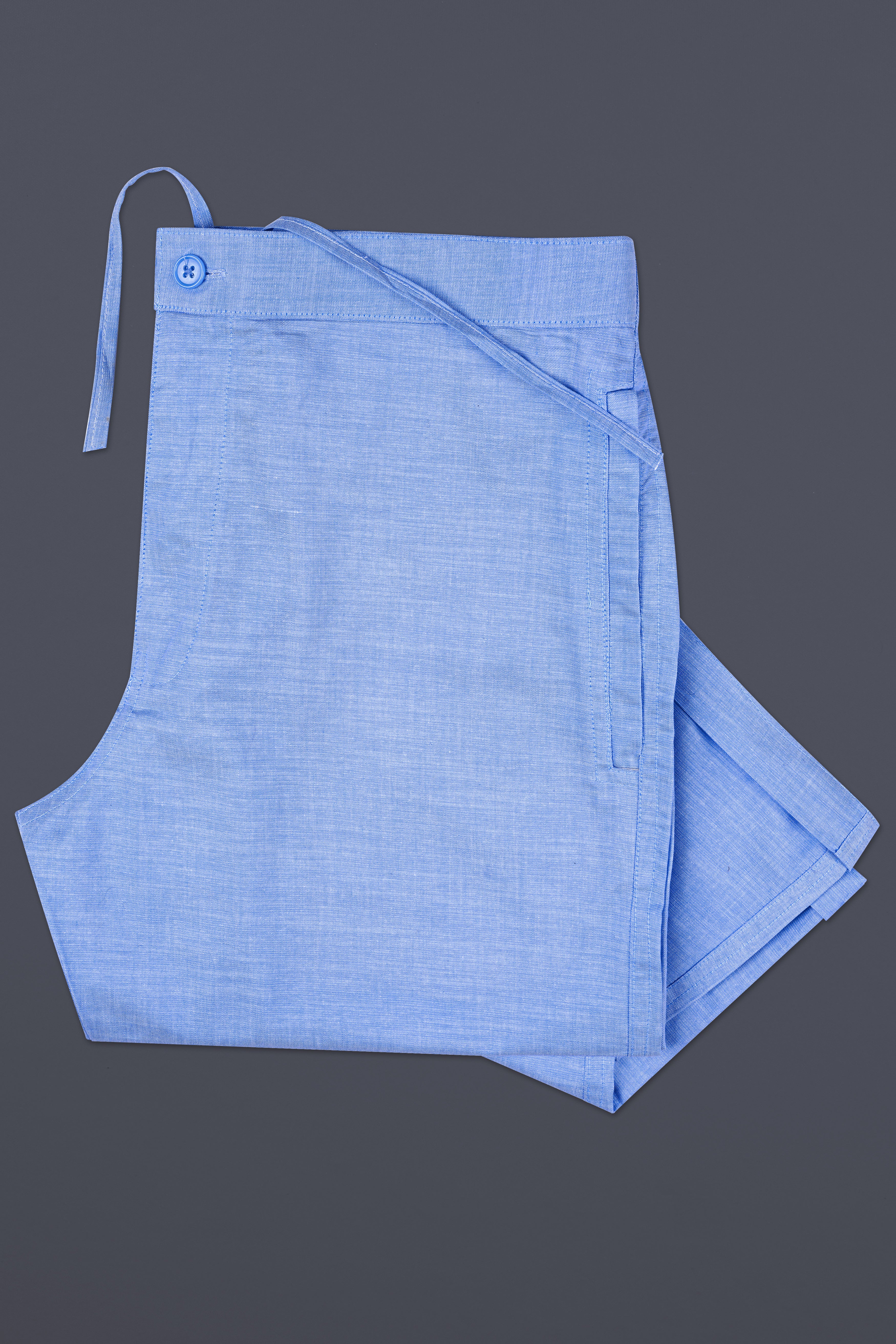 Chetwode Blue Solid Chambray Textured Premium Cotton Lounge Pant