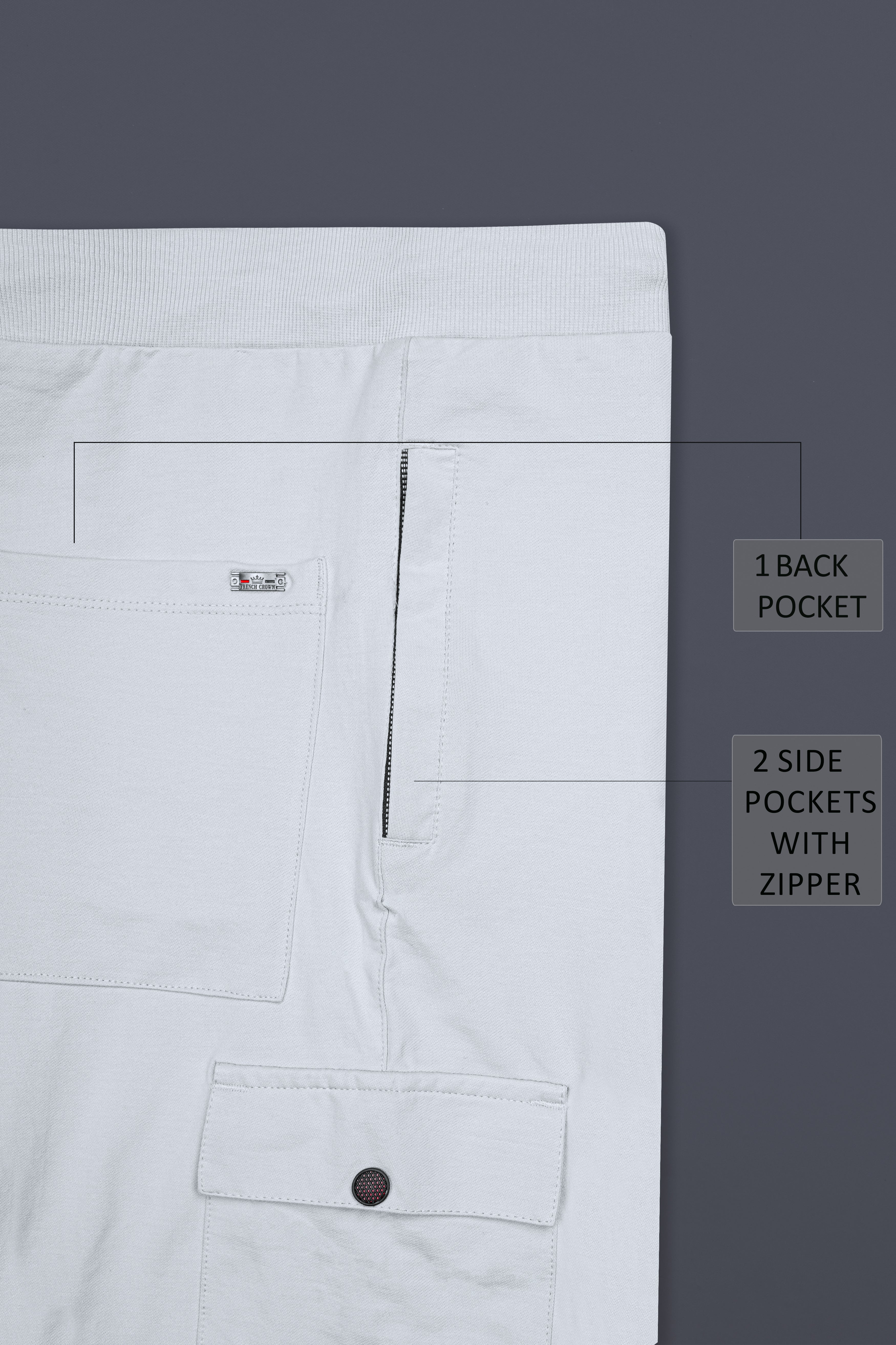 Mischke Gray Premium French Terry Cotton Cargo Joggers